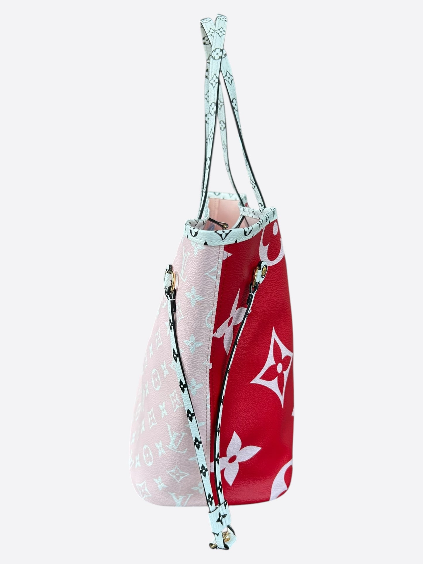 Louis Vuitton Red & White Monogram Neverfull MM