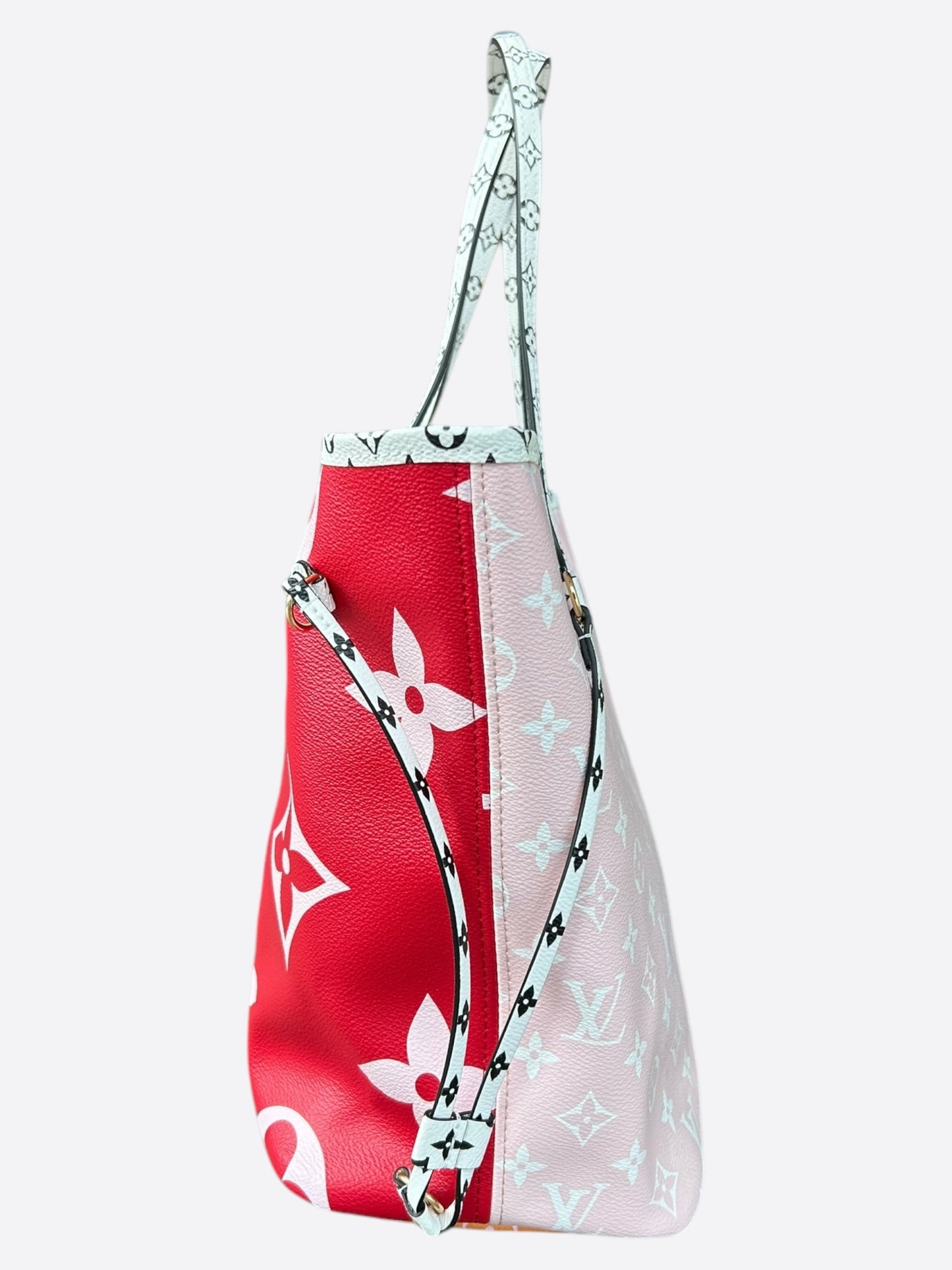 Louis Vuitton Red & White Monogram Neverfull MM