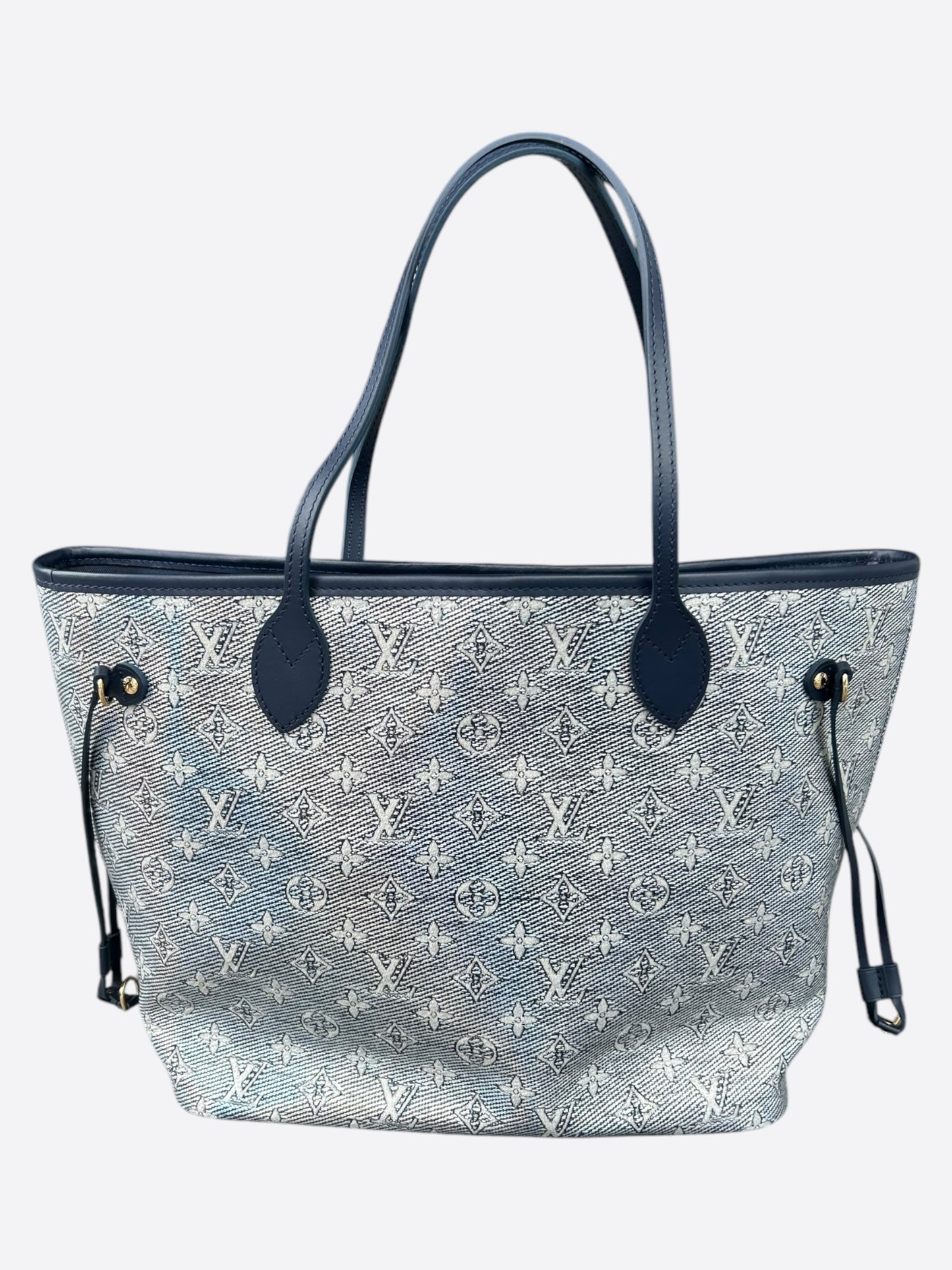 Louis Vuitton Navy & White Iridescent Monogram Neverfull MM