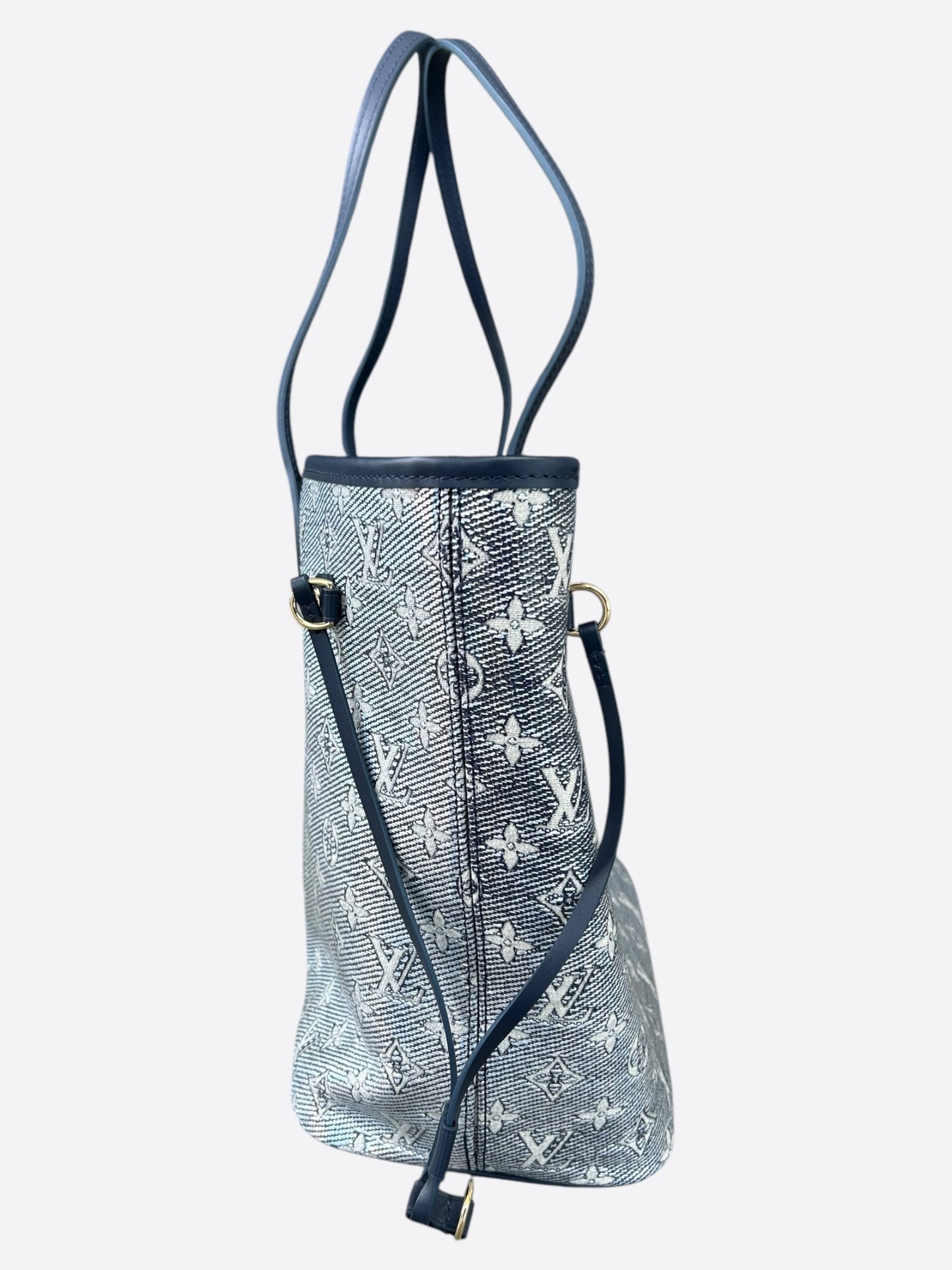 Louis Vuitton Navy & White Iridescent Monogram Neverfull MM