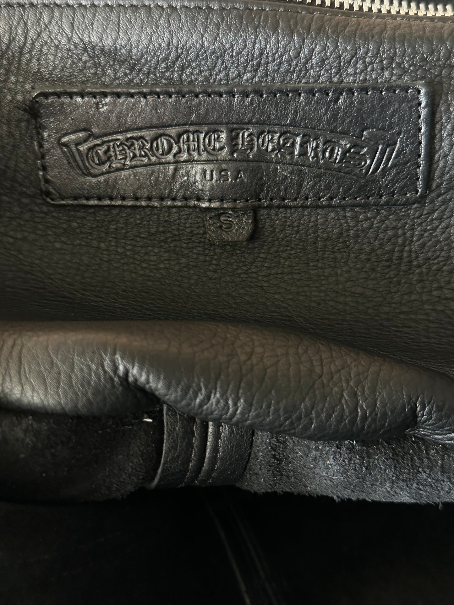 Chrome Hearts Black Leather Duffel Bag