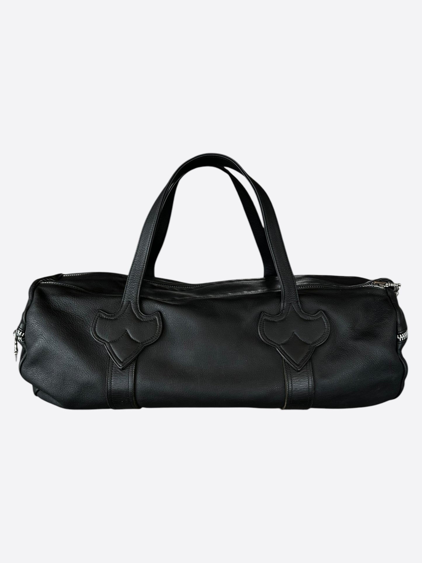 Chrome Hearts Black Leather Duffel Bag