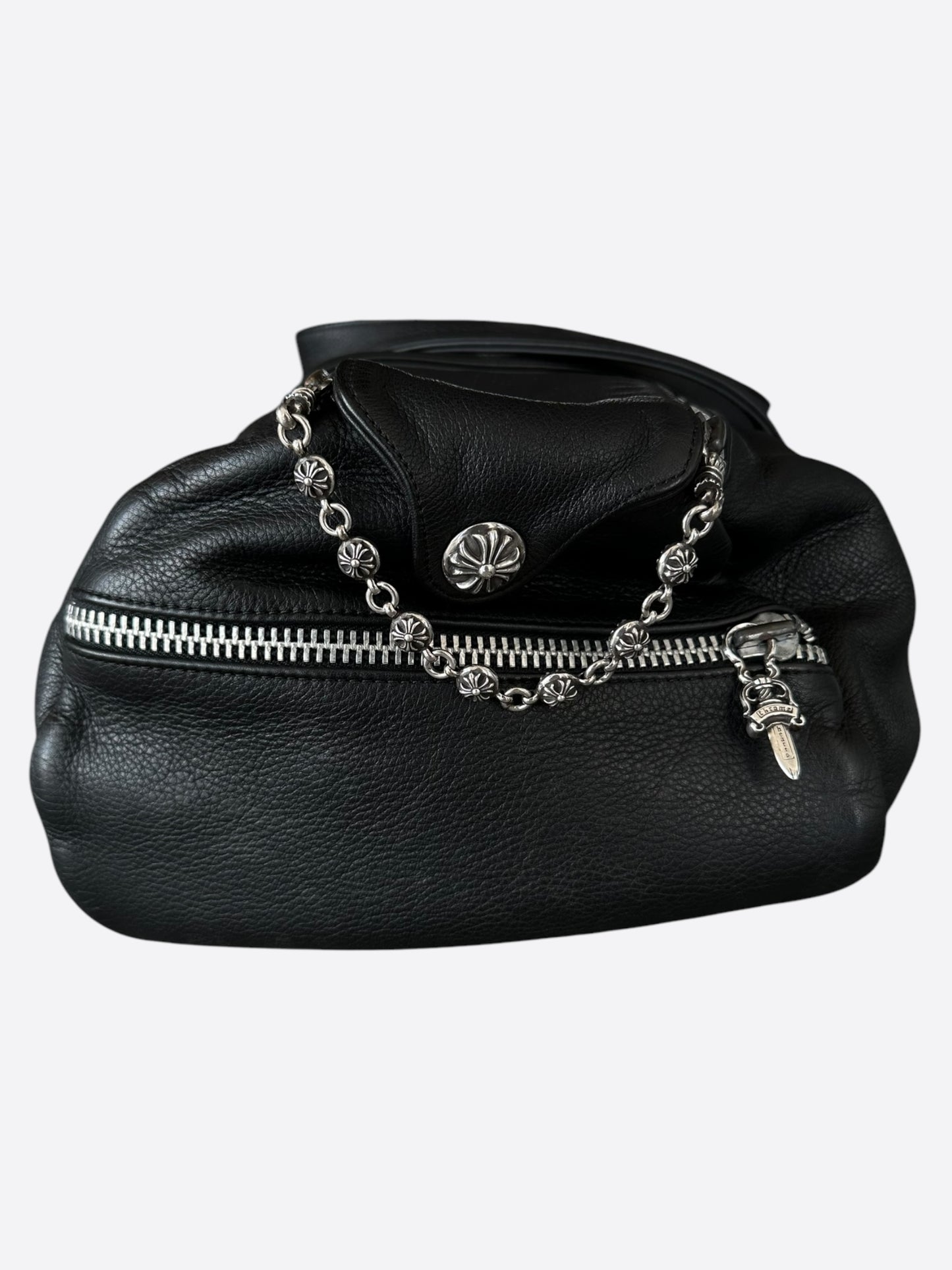 Chrome Hearts Black Leather Duffel Bag