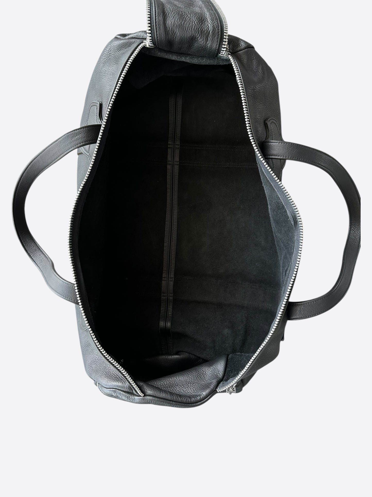 Chrome Hearts Black Leather Duffel Bag