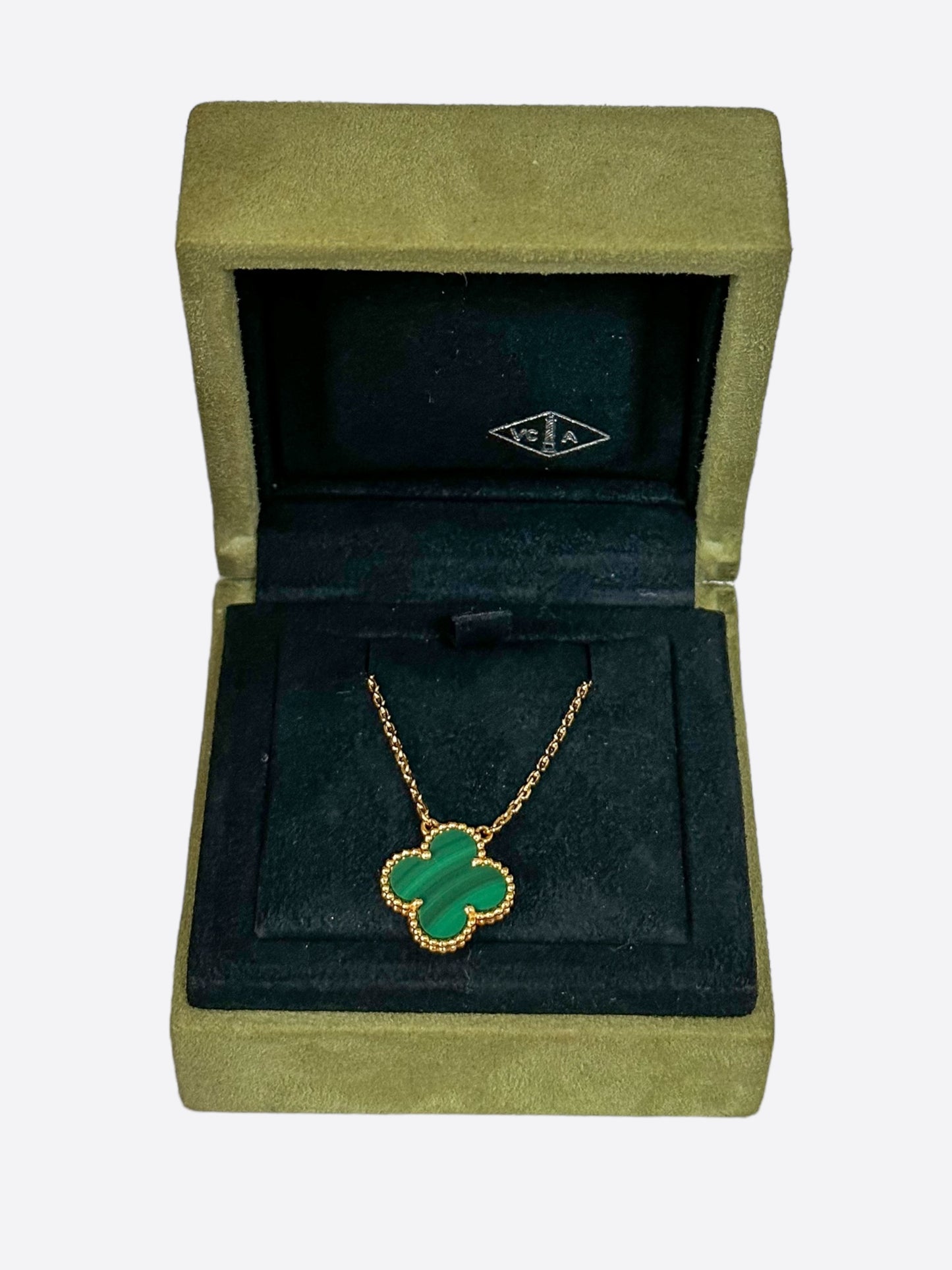 Van Cleef & Arpels Yellow Gold Malachite Vintage Alhambra Pendant Necklace