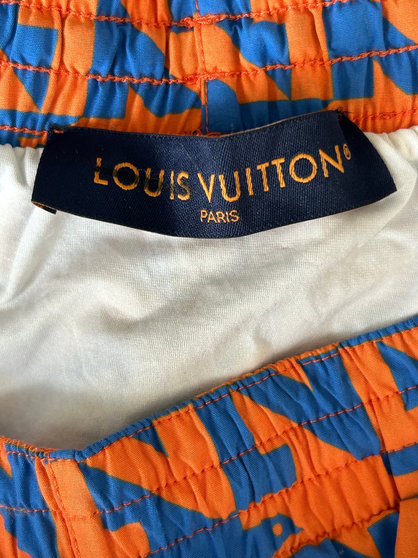 Louis Vuitton Blue & Orange Dove Print Swimshorts