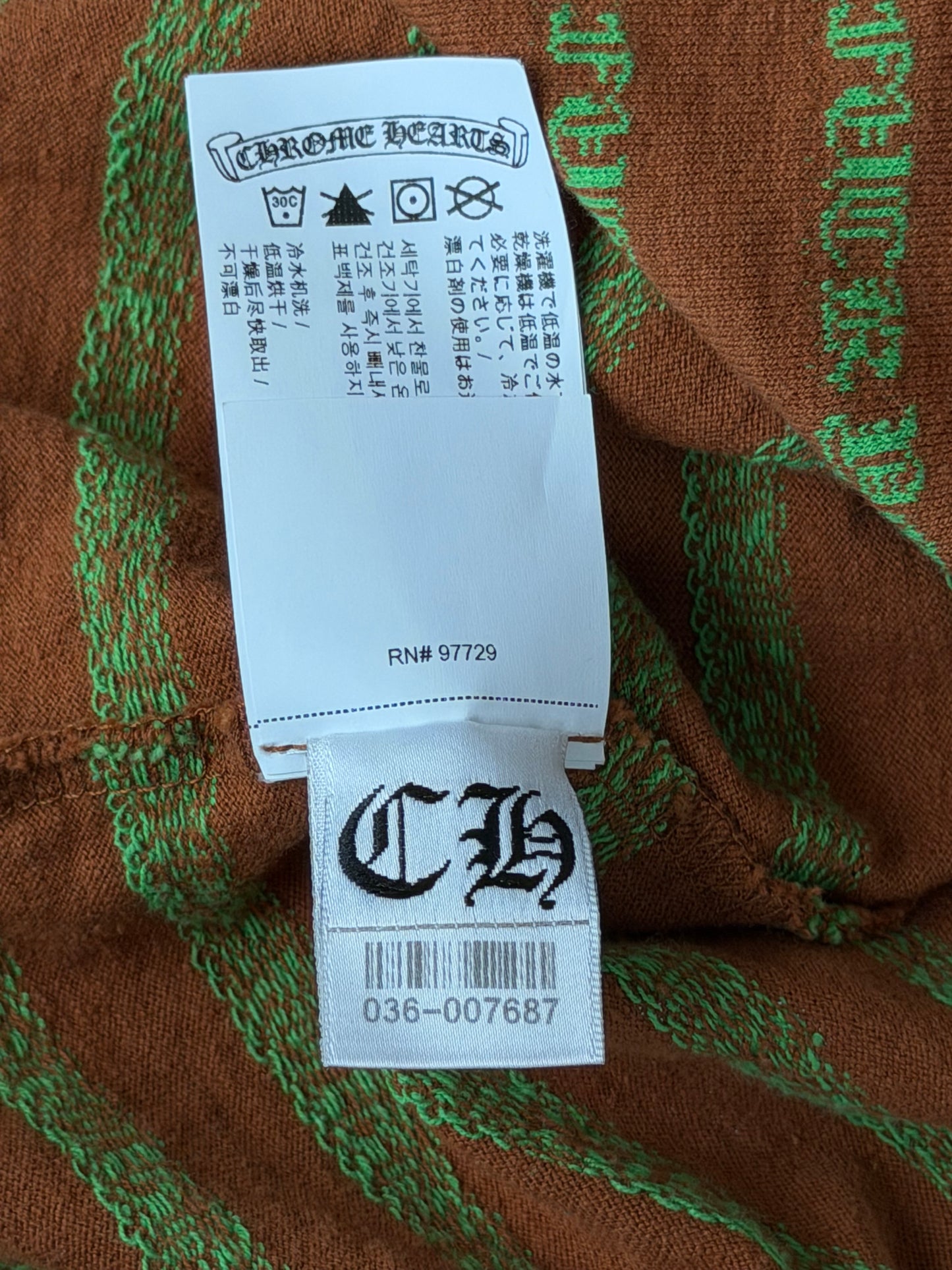 Chrome Hearts Brown & Green Striped T-Shirt