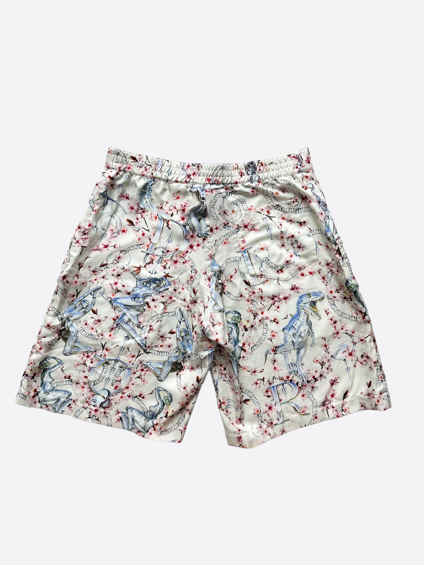 Dior Sorayama Cherry Blossom Spell Out Silk Shorts