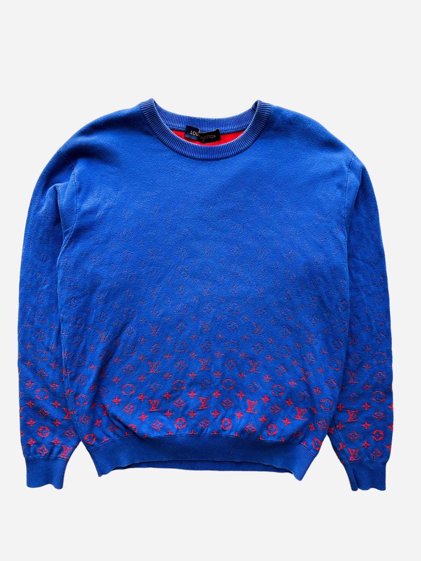 Louis Vuitton Blue & Red Monogram Gradient Sweater