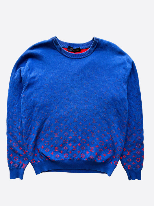 Louis Vuitton Blue & Red Monogram Gradient Sweater