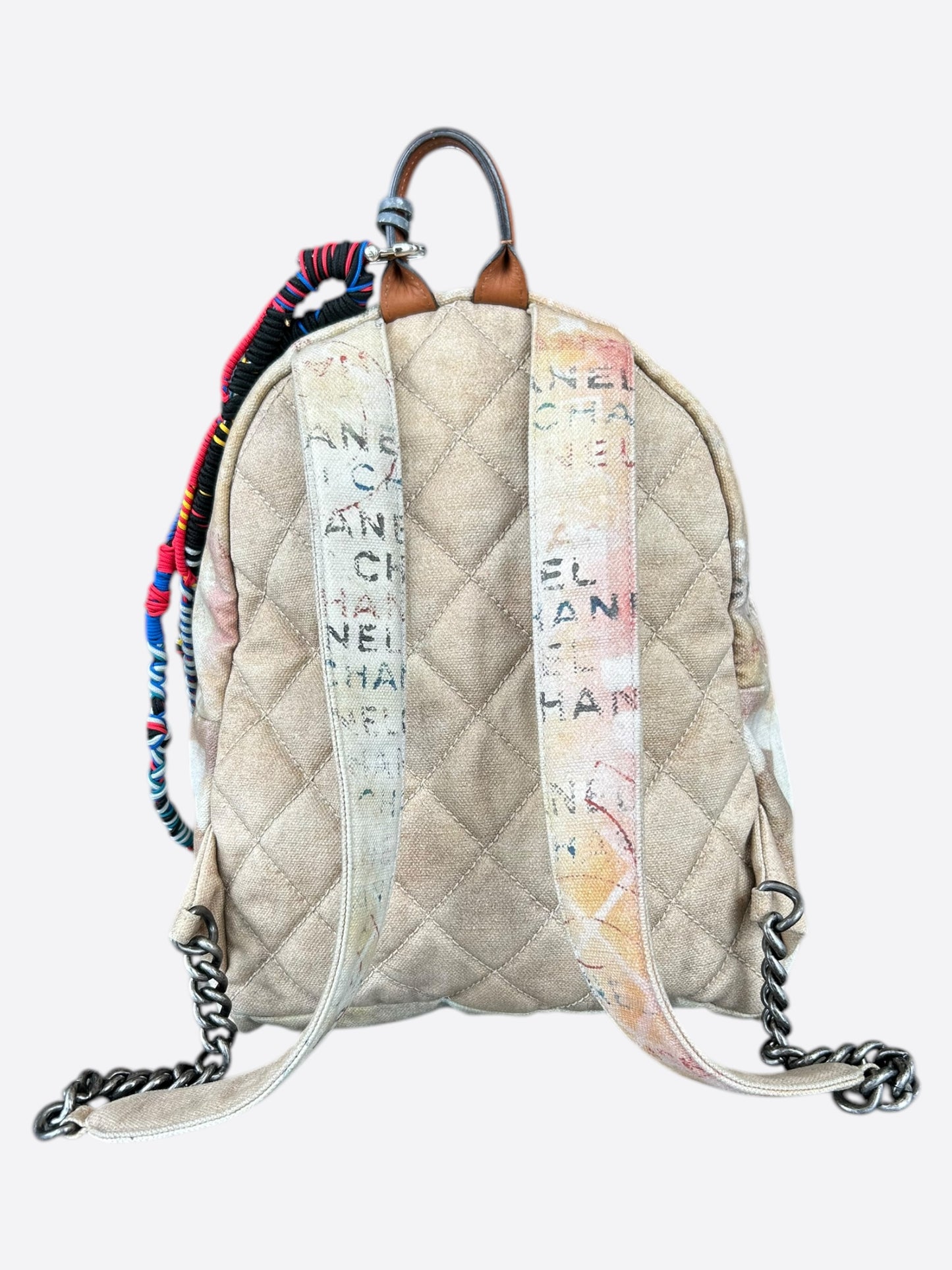 Chanel Beige & White Graffiti Backpack