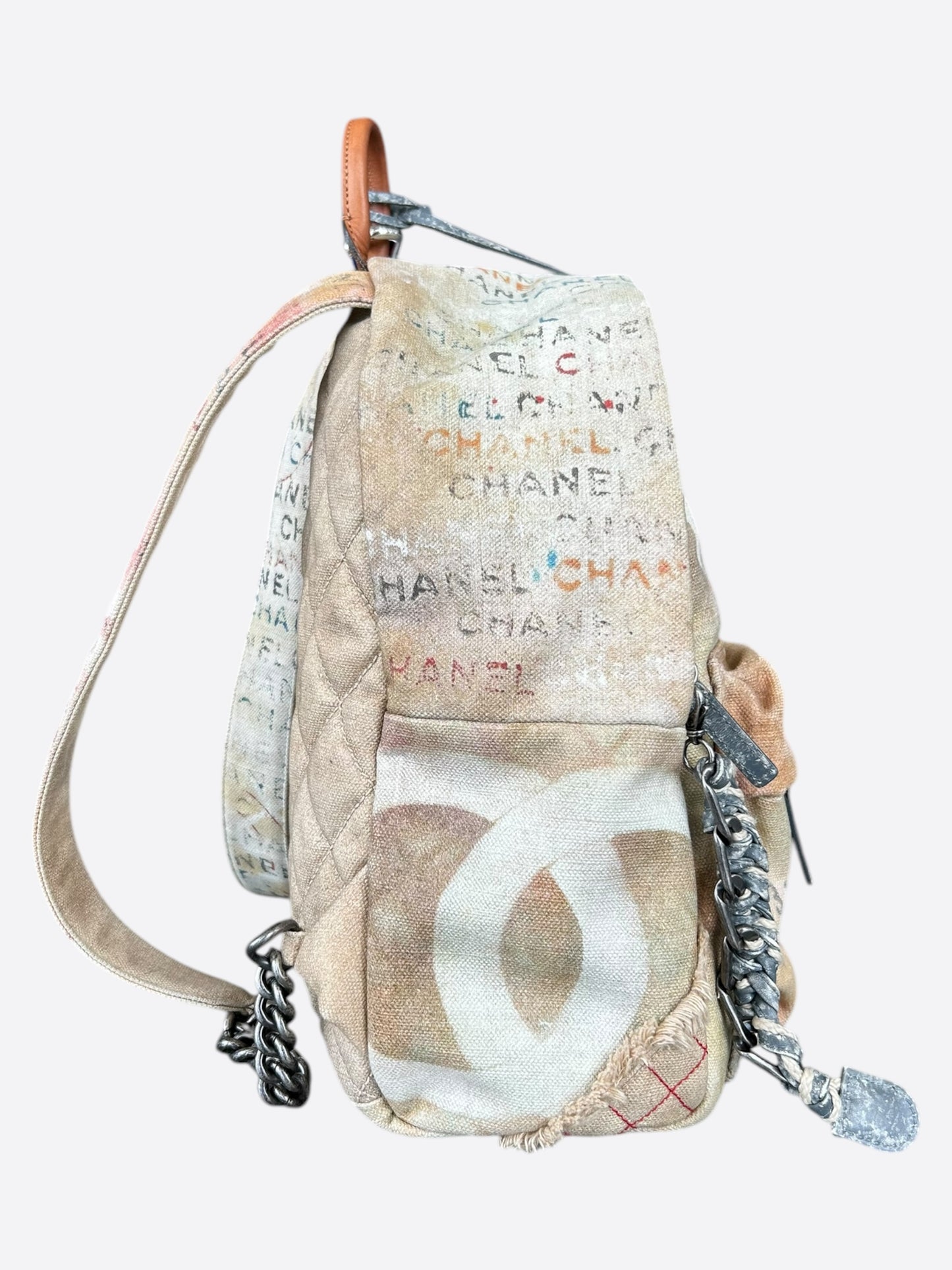 Chanel Beige & White Graffiti Backpack