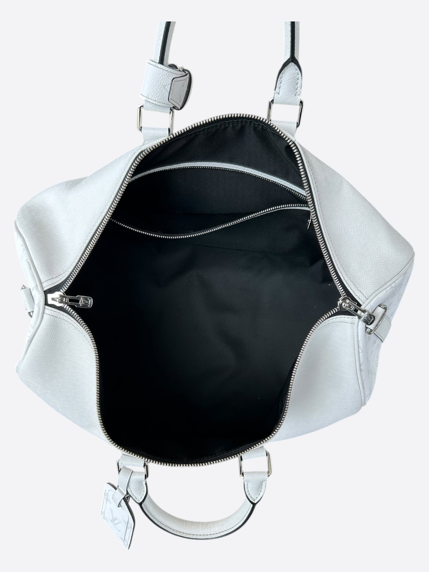 Louis Vuitton White Taigarama Monogram Keepall 50