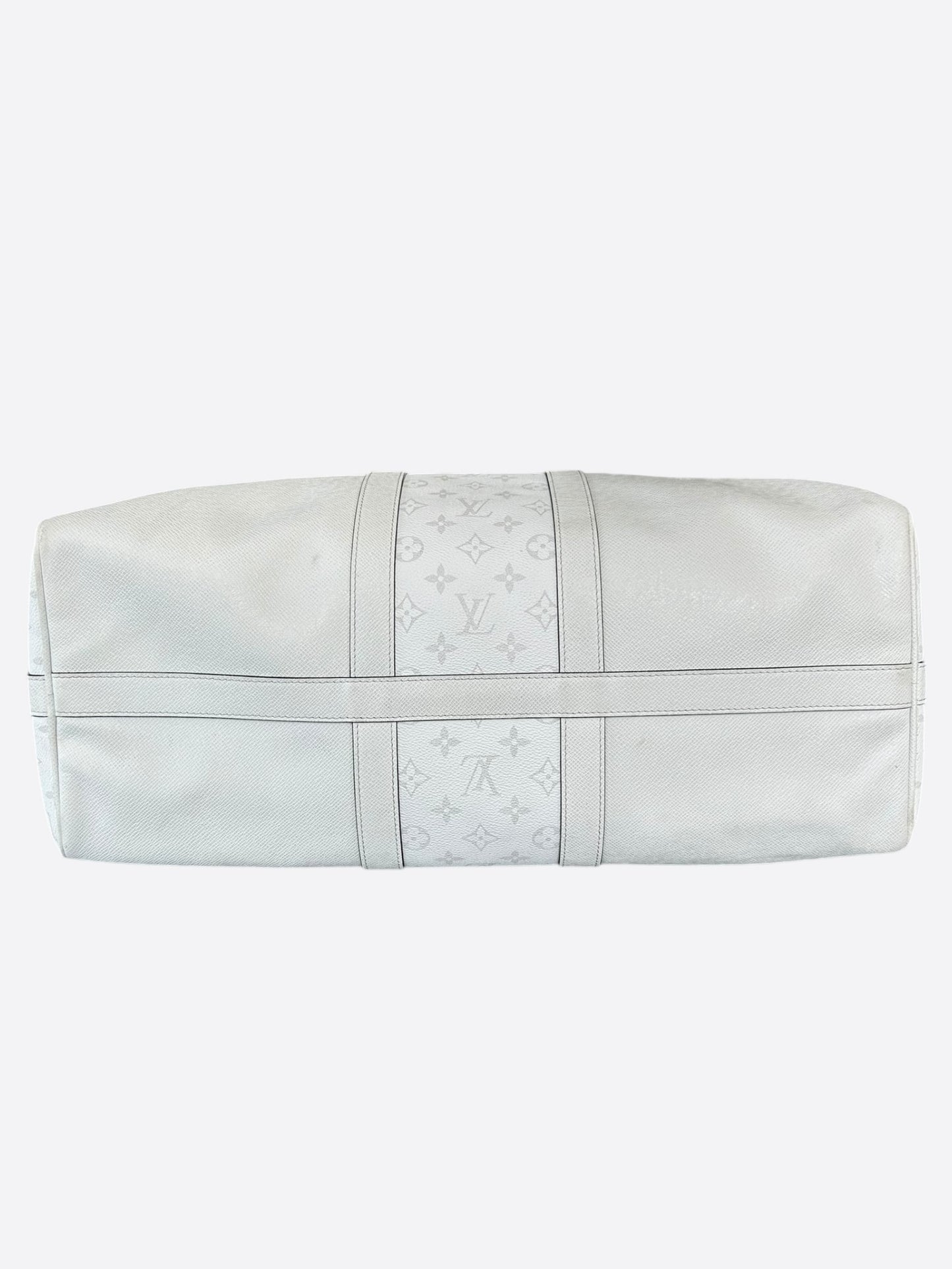Louis Vuitton White Taigarama Monogram Keepall 50