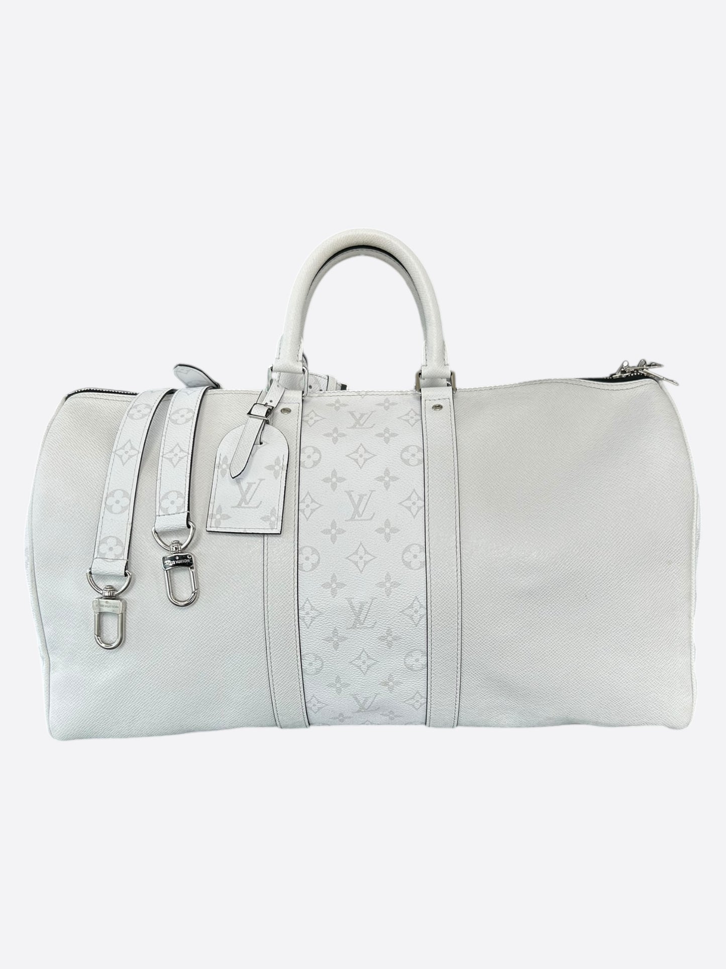Louis Vuitton White Taigarama Monogram Keepall 50