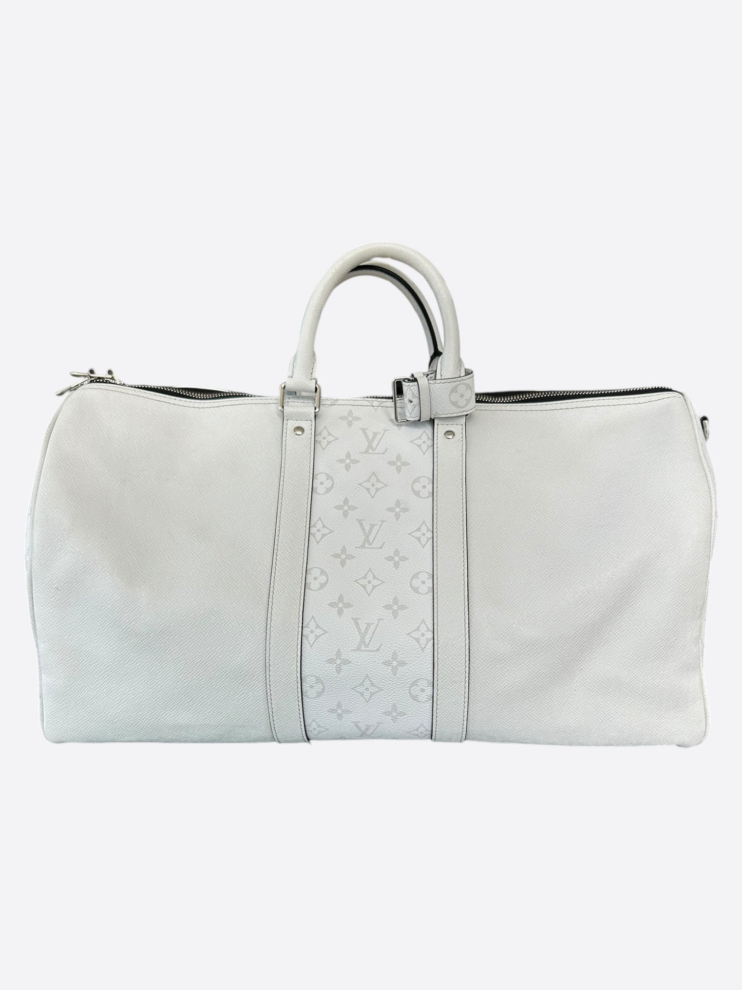 Louis Vuitton White Taigarama Monogram Keepall 50