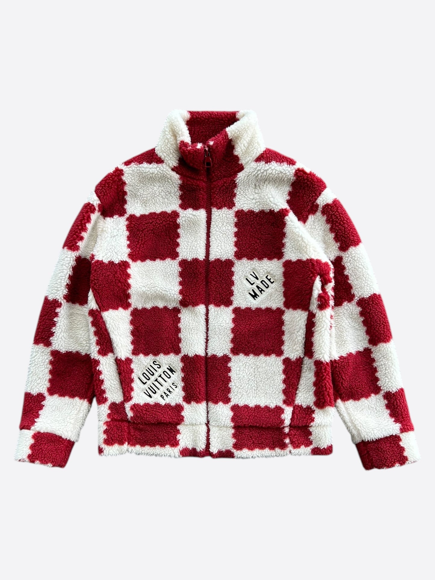 Louis Vuitton Nigo Red & White Checkered Fleece Jacket