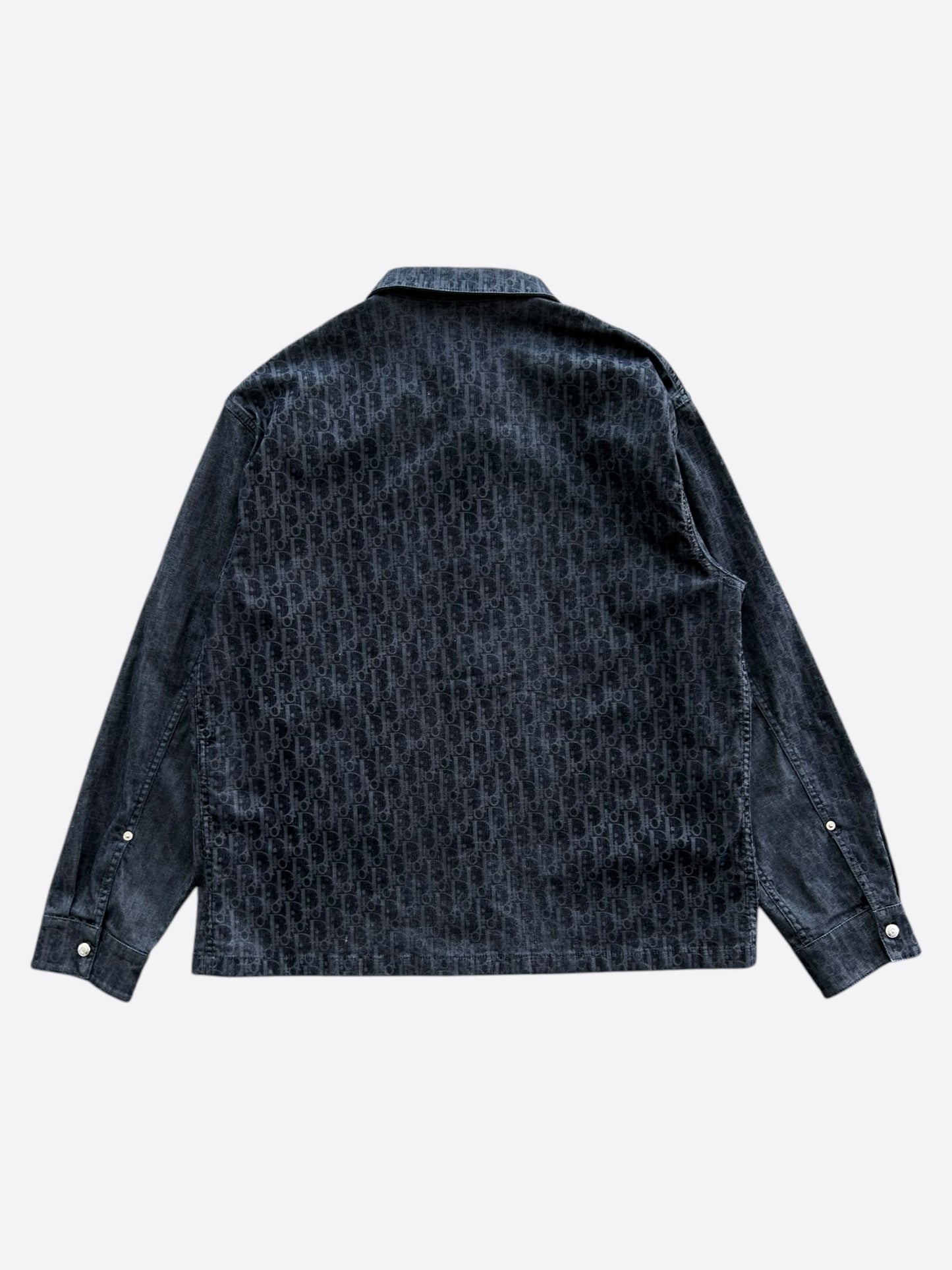 Dior Dark Blue Oblique Denim Button Up Shirt