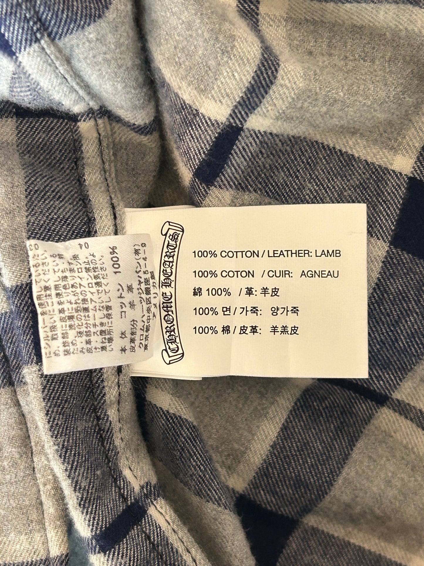 Chrome Hearts Grey & Blue Cross Patch Elongated Flannel
