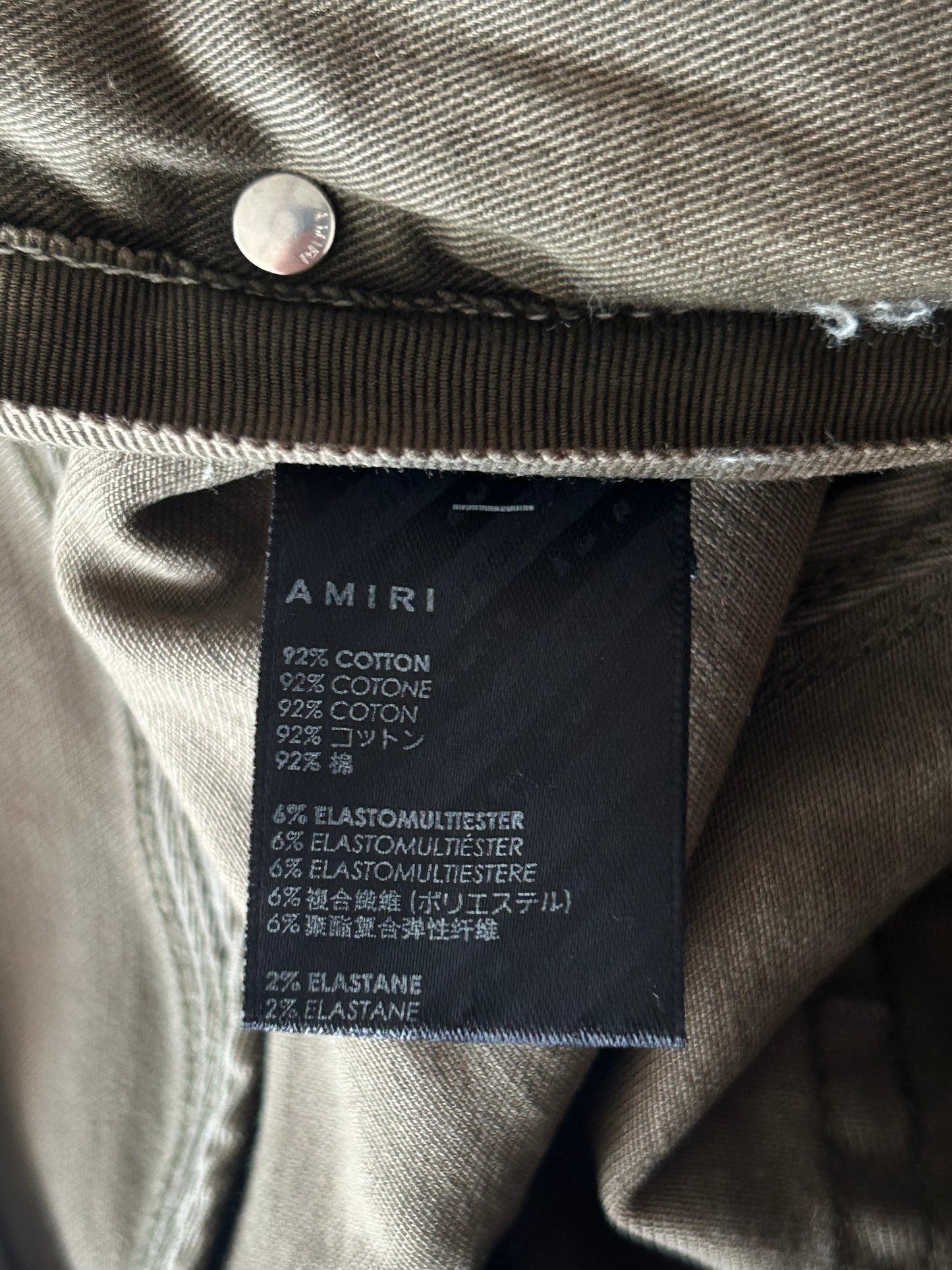 Amiri Military Green & Orange Patch MX1 Jeans