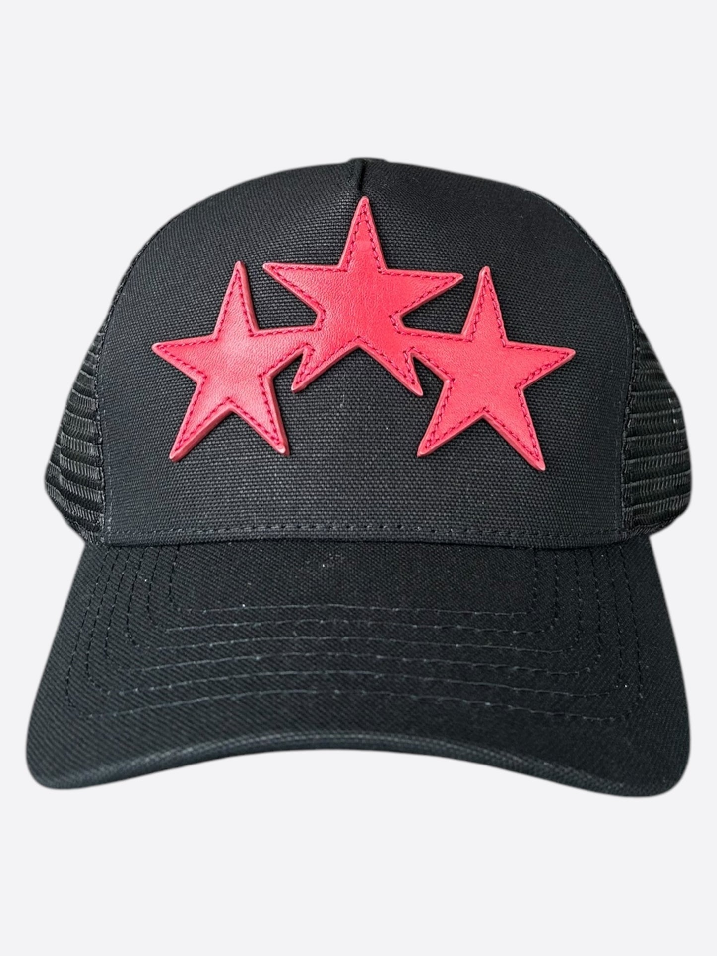 Amiri Black & Red Triple Star Trucker Hat
