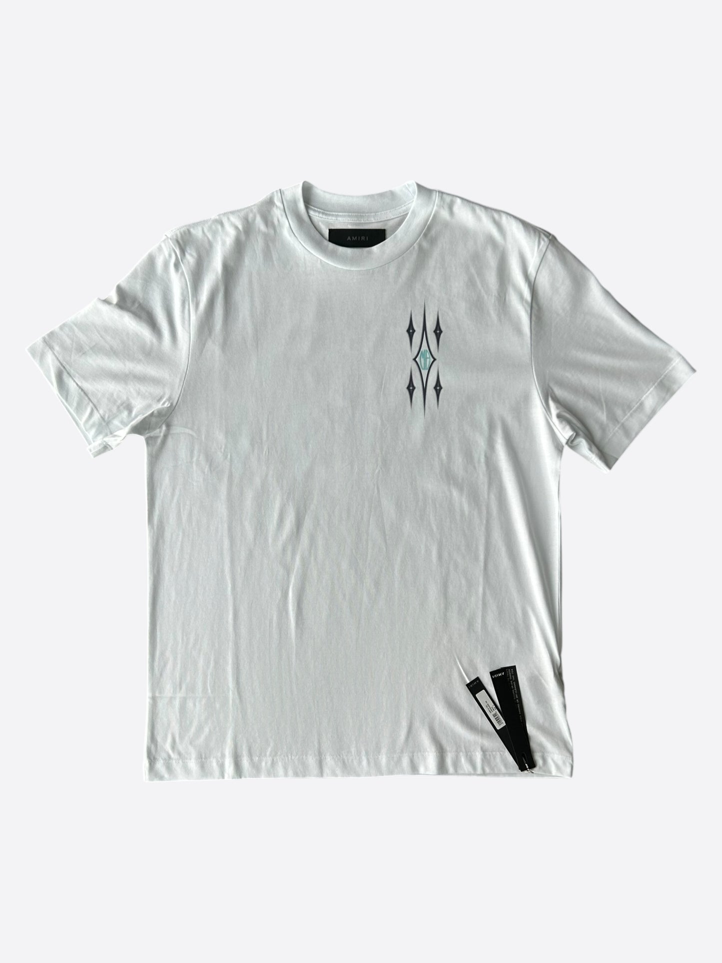 Amiri White Argyle Logo T-Shirt