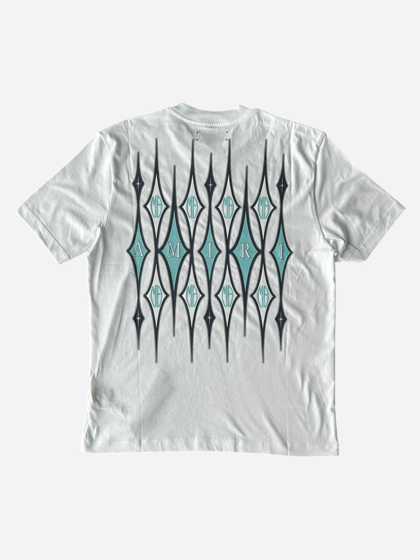 Amiri White Argyle Logo T-Shirt