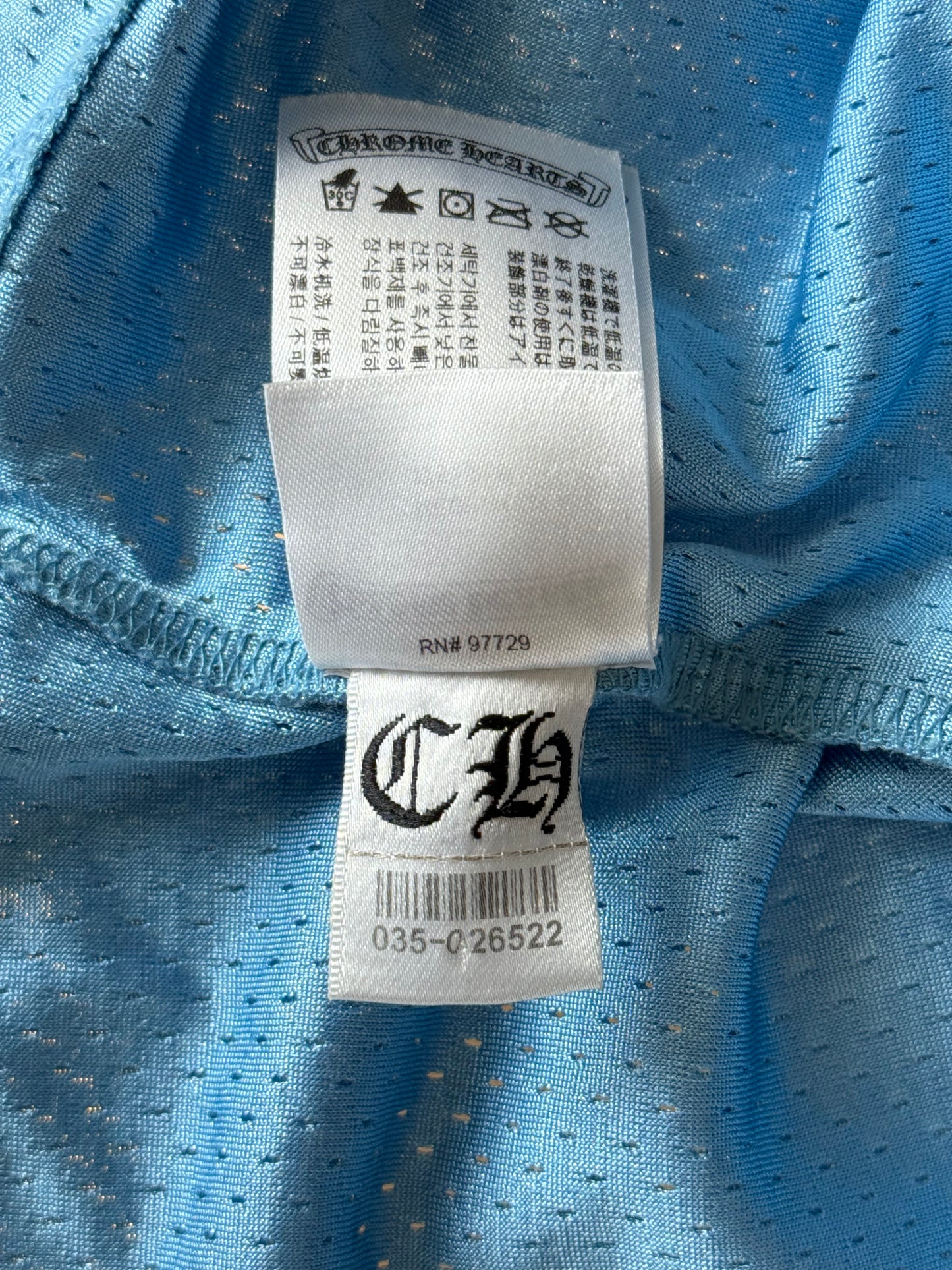 Chrome Hearts Blue & White Logo Mesh Jersey