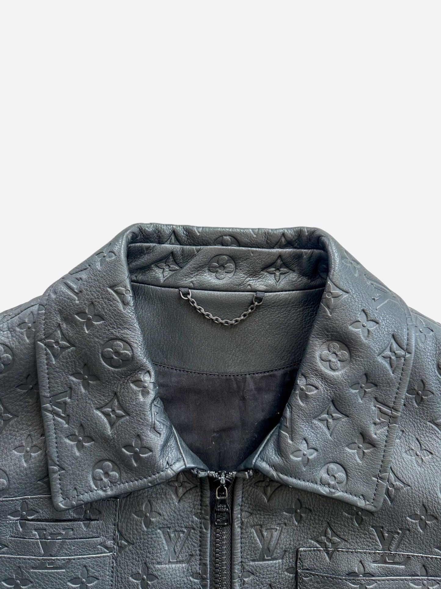 Louis Vuitton Black Embossed Monogram Leather Utility Jacket