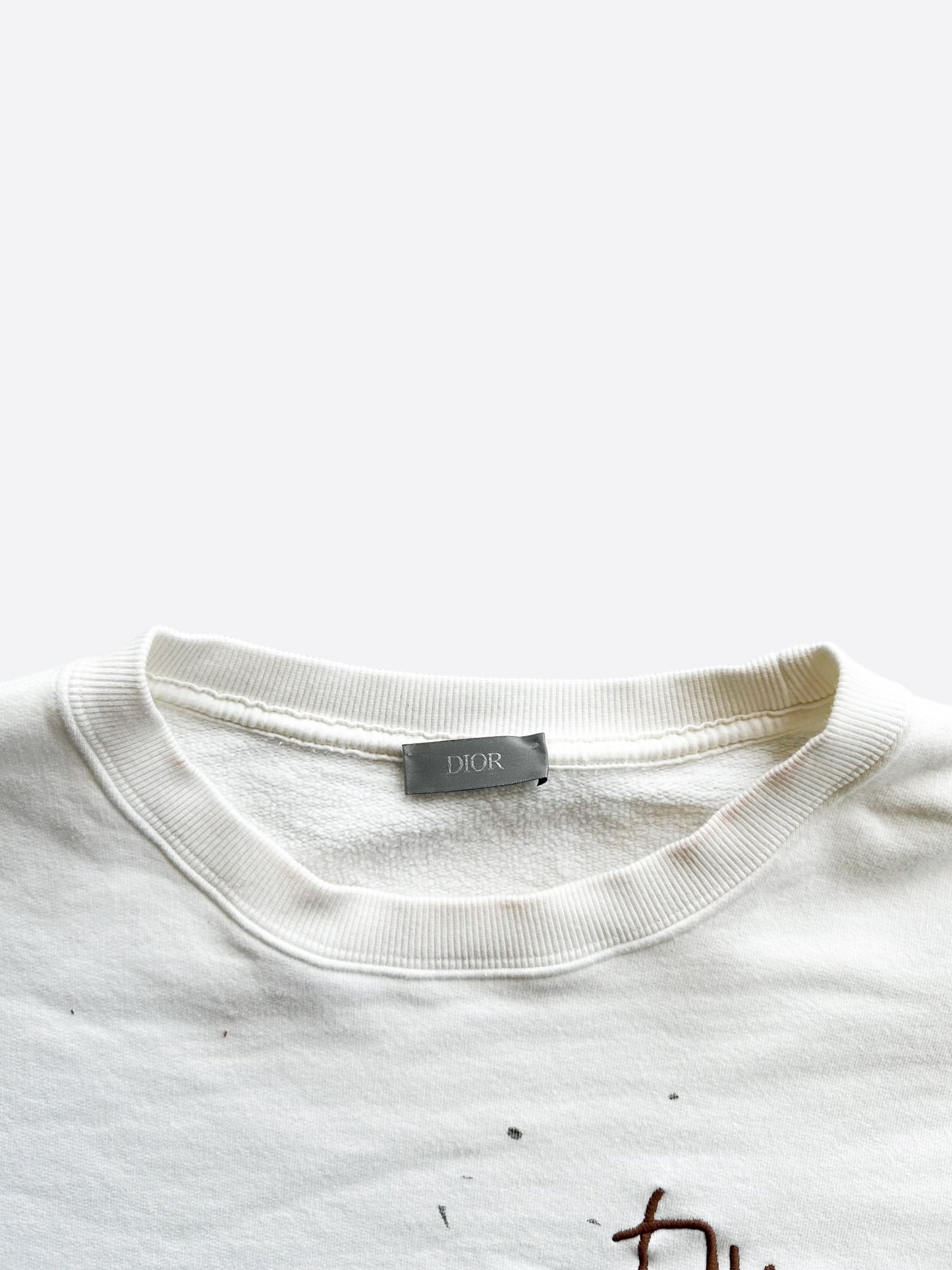 Dior Cactus Jack White & Brown Embroidered Logo Sweater
