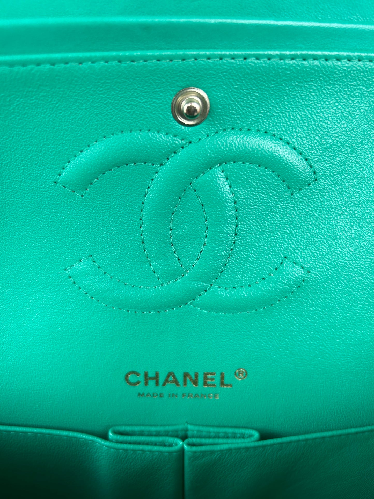 Chanel Green Quilted Lambskin Medium Flap Bag
