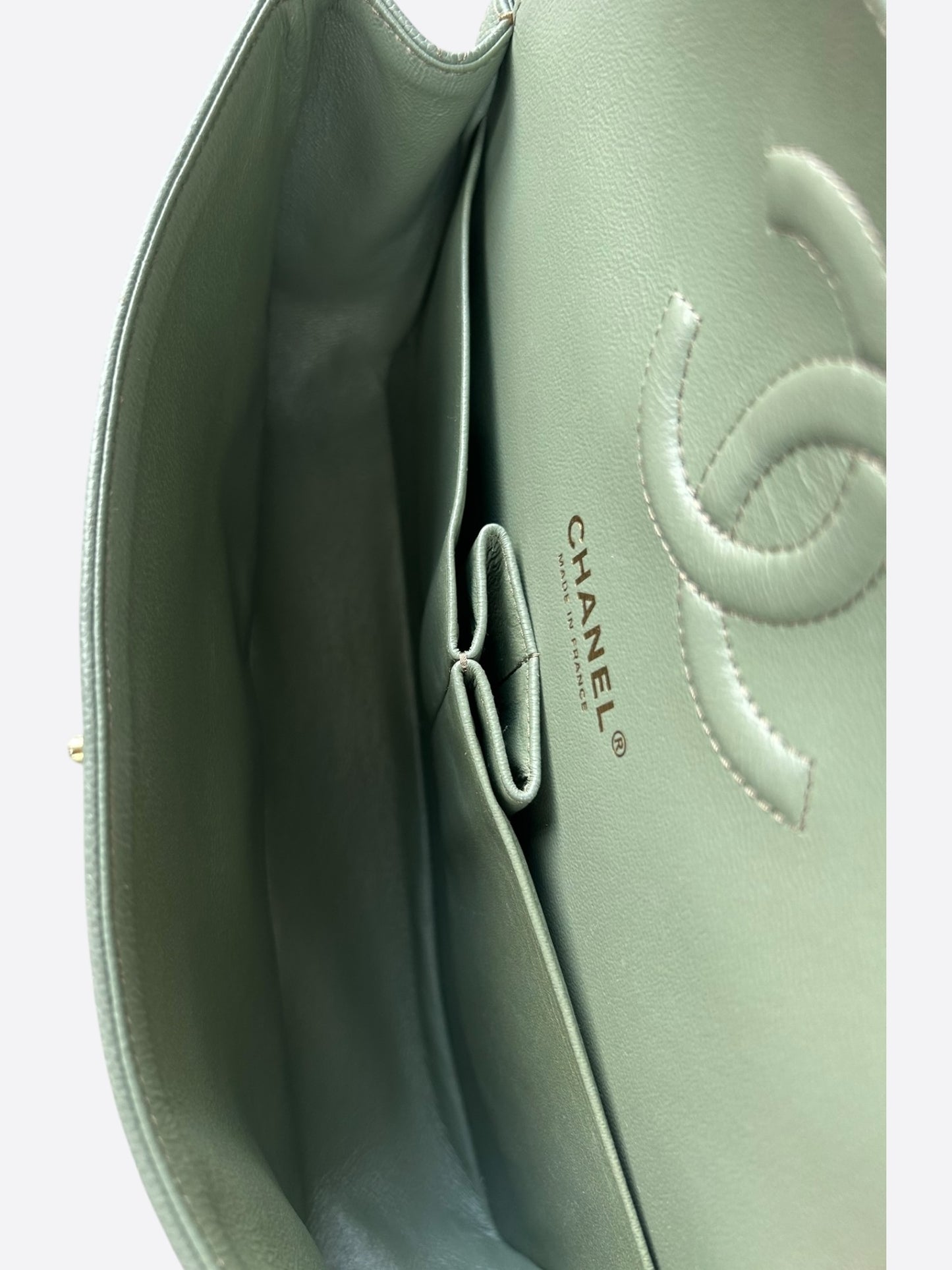Chanel Green Quilted Caviar Medium Flap Bag