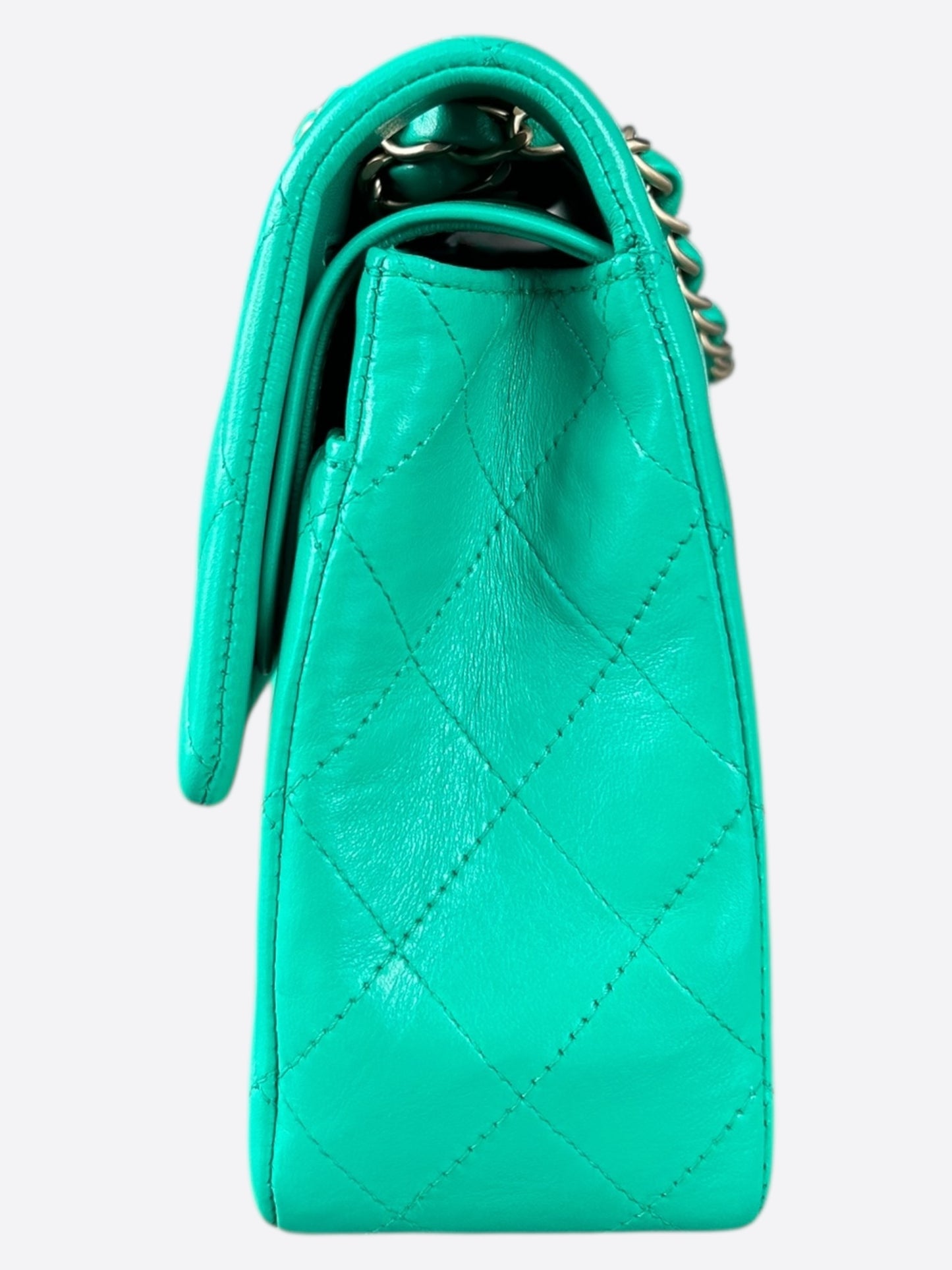 Chanel Green Quilted Lambskin Medium Flap Bag
