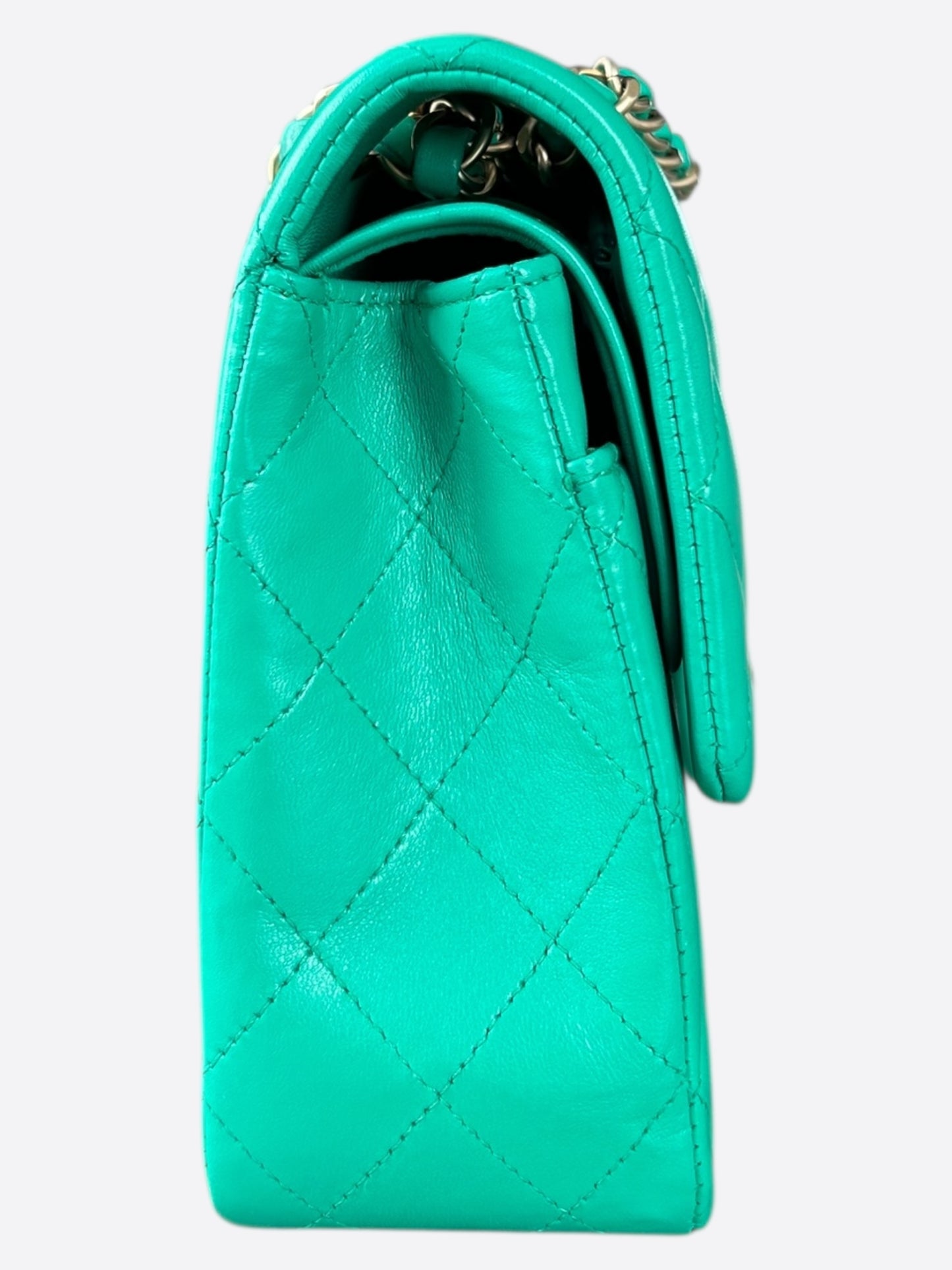 Chanel Green Quilted Lambskin Medium Flap Bag