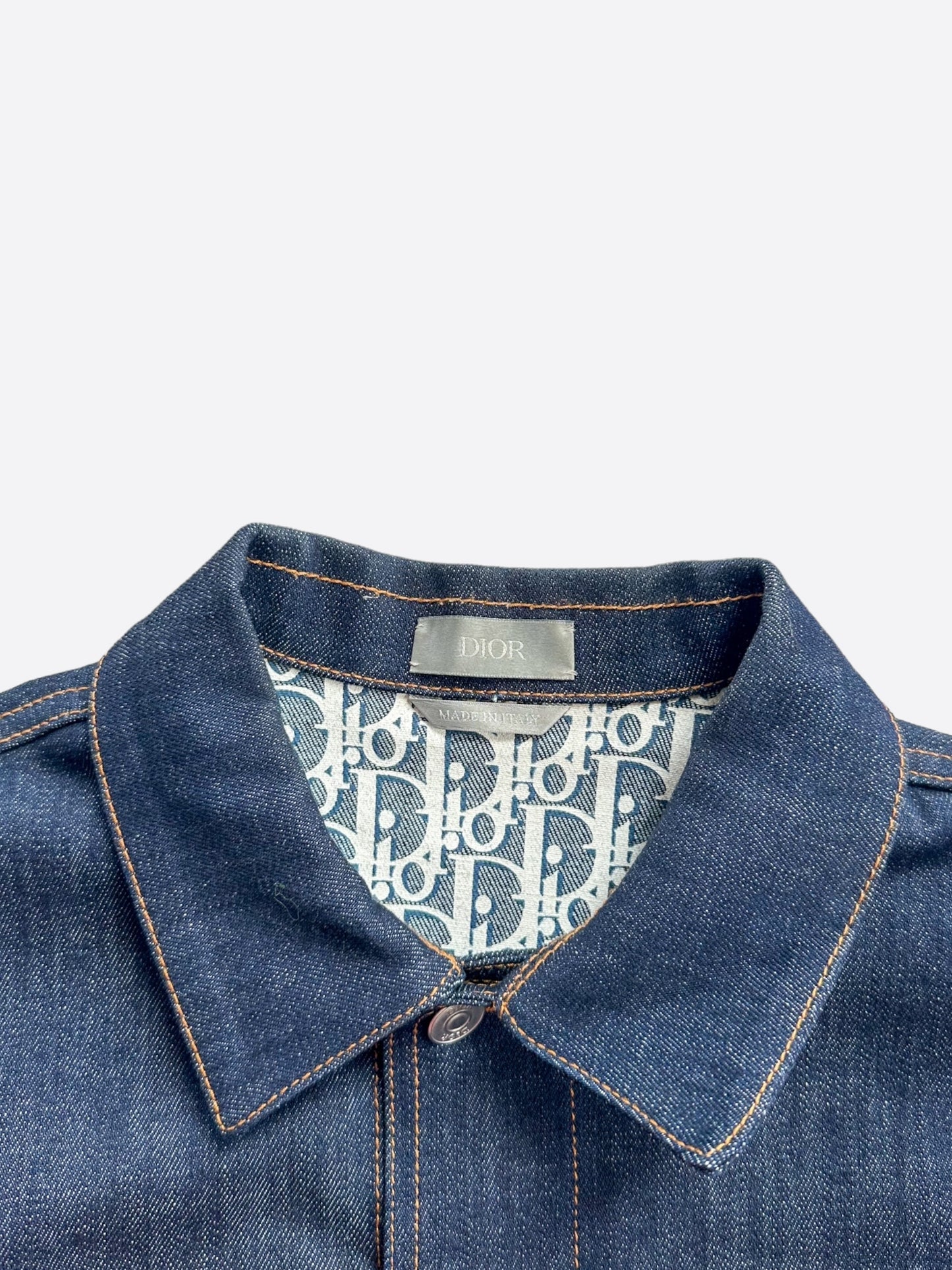 Dior Navy Blue Oblique Raw Denim Jacket