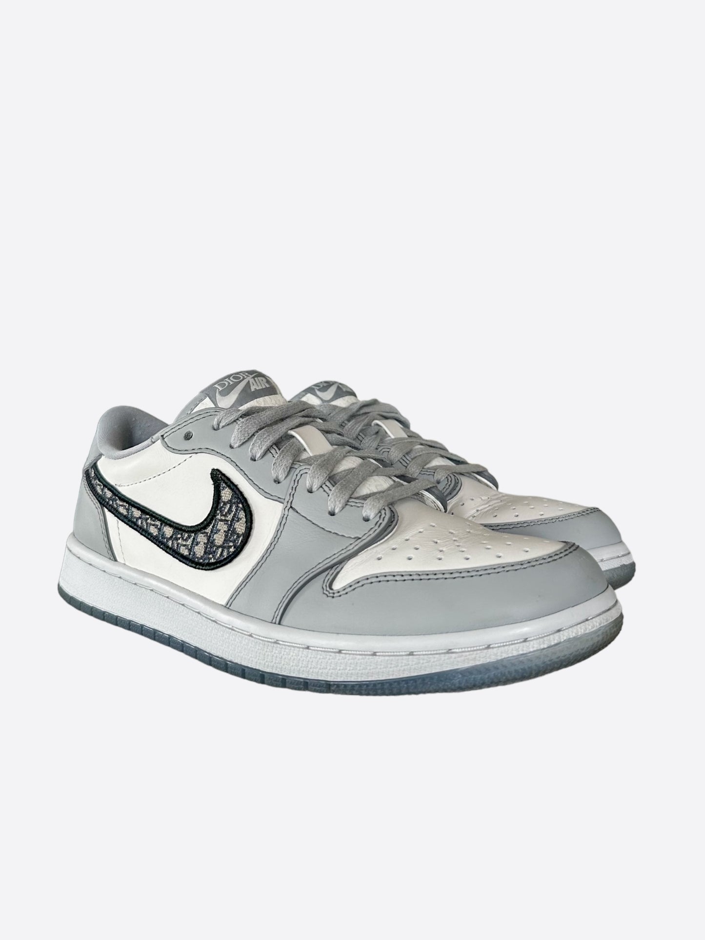 Dior Air Jordan Grey & White Oblique Low Top Sneakers