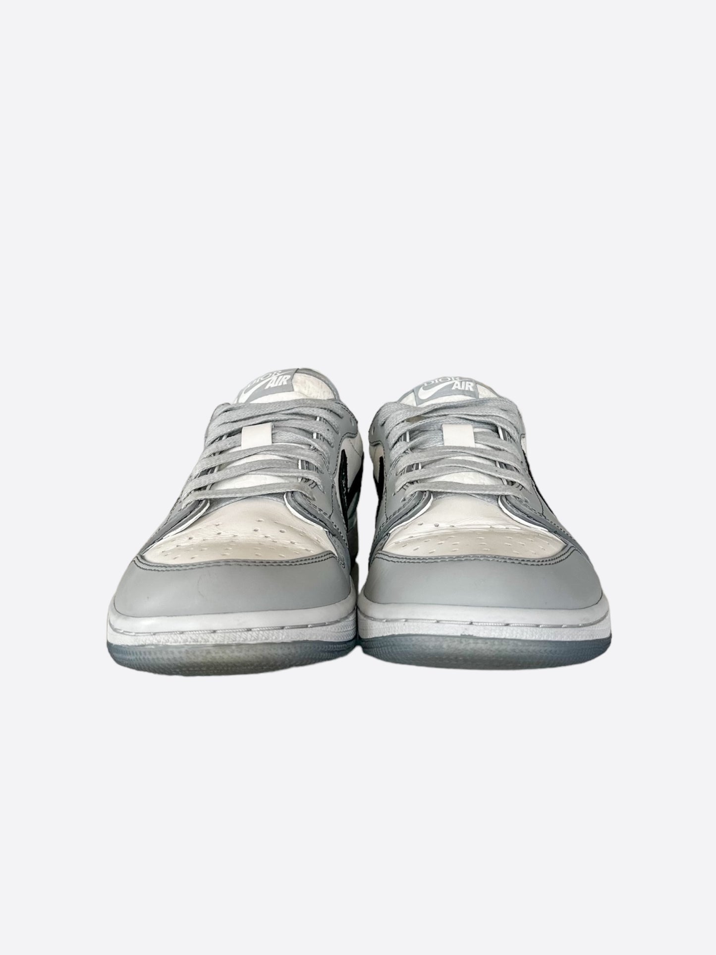 Dior Air Jordan Grey & White Oblique Low Top Sneakers