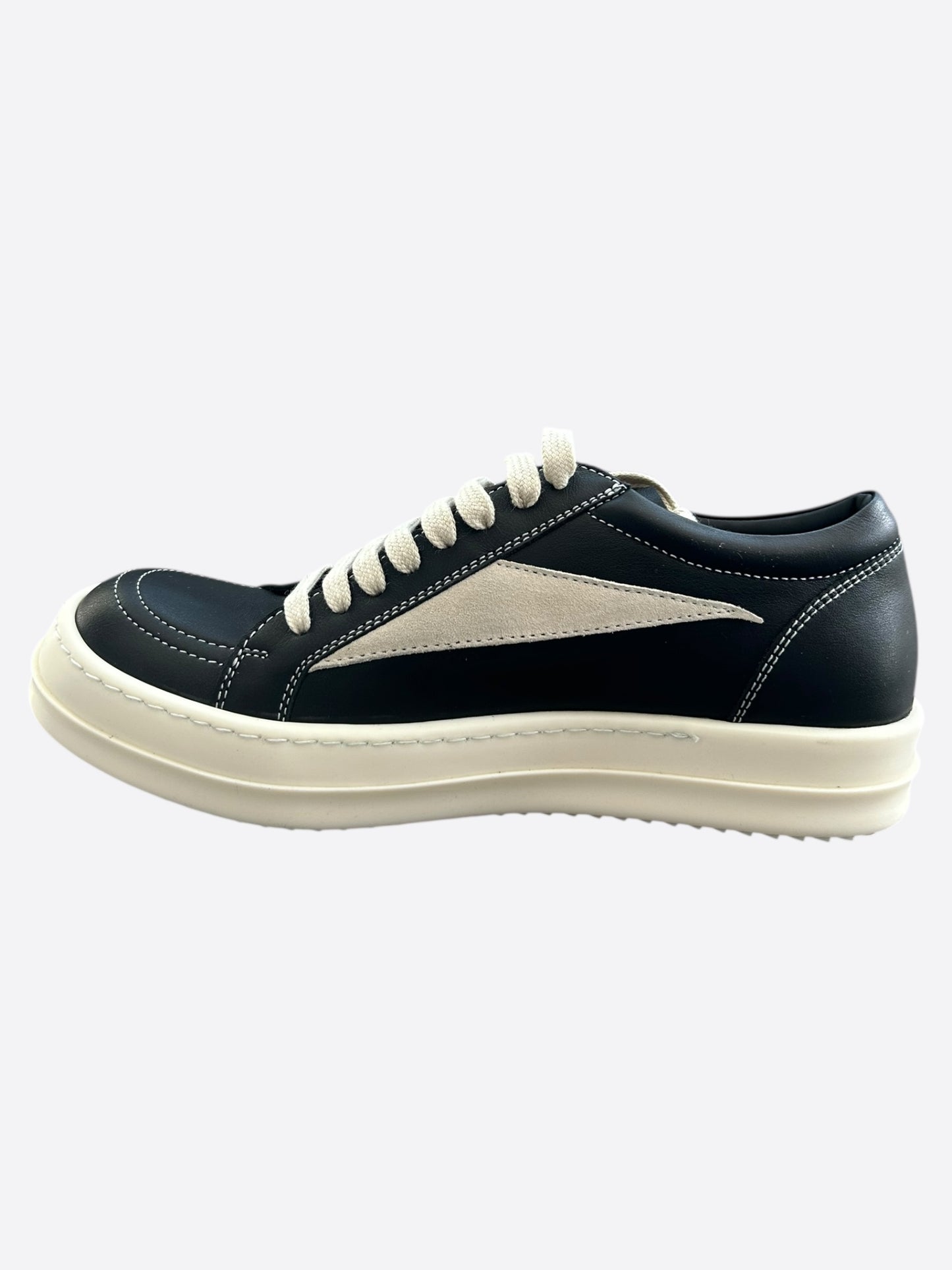Rick Owens Black & White Leather Vintage Women's Low Top Sneakers