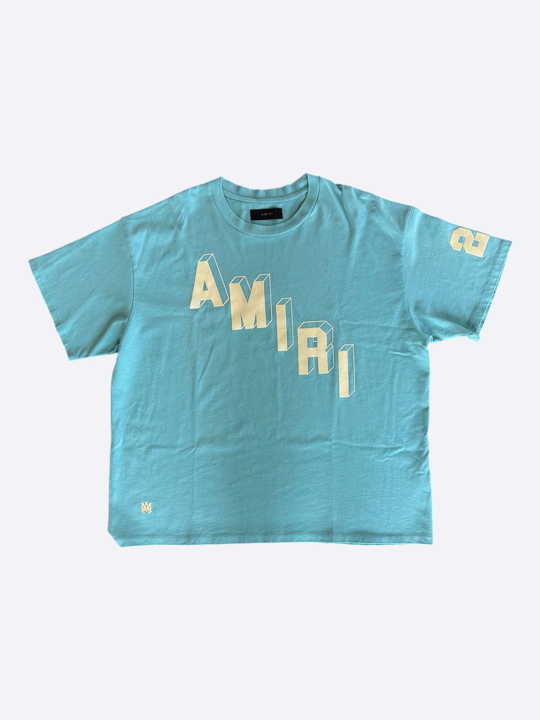 Amiri Blue & White Flocked Logo T-Shirt – Savonches