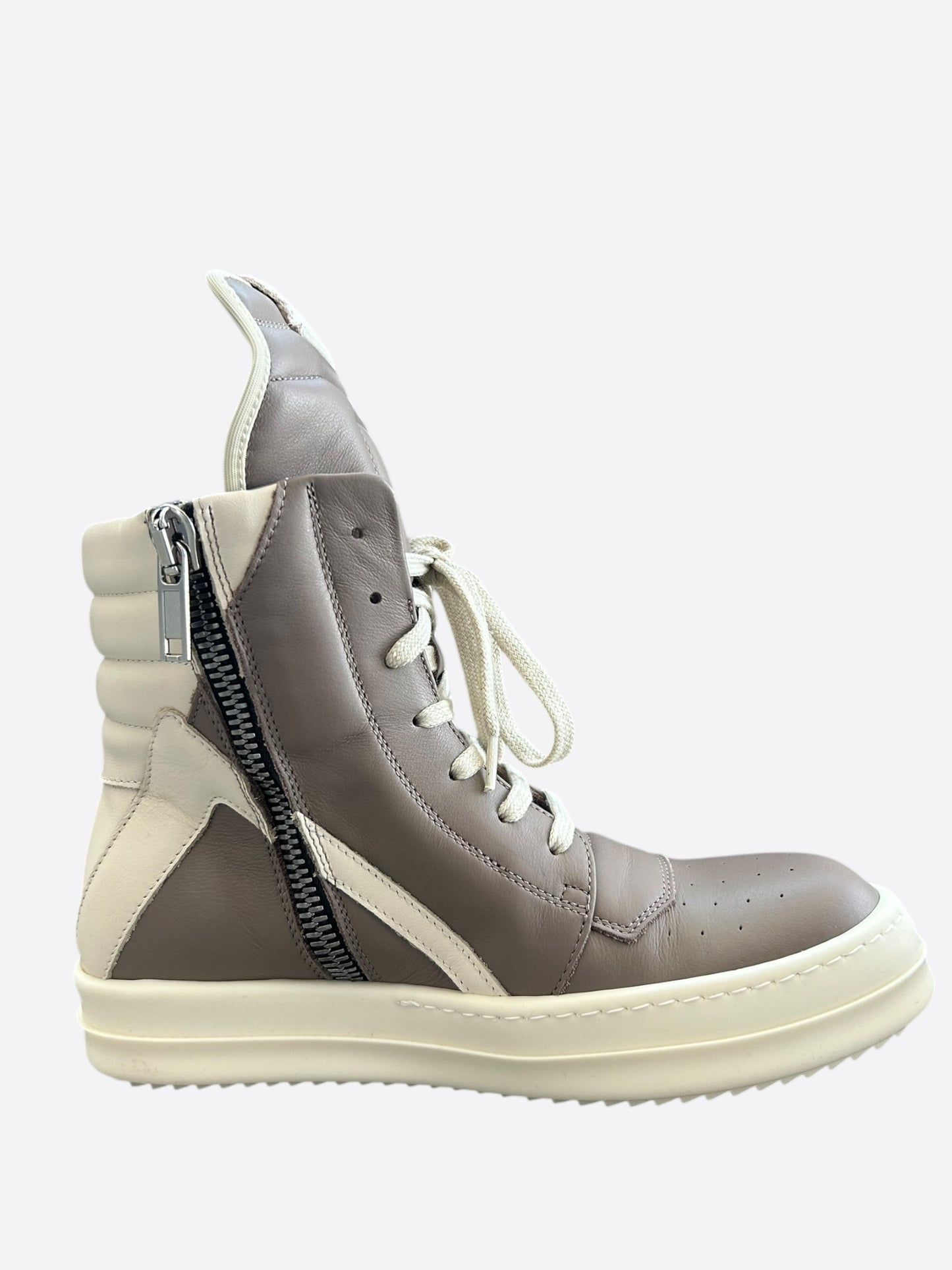 Rick Owens Light Brown & White Geobasket Women's Sneakers
