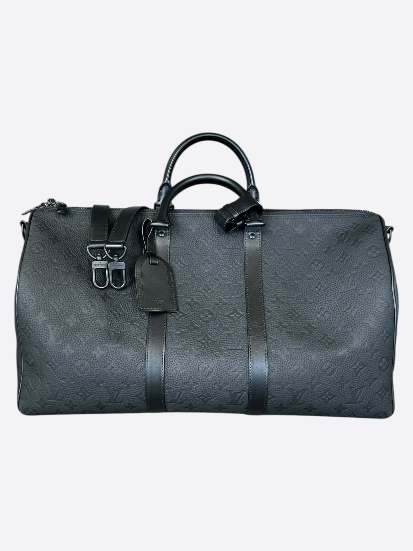 Louis Vuitton Black Taurillon Monogram Keepall 50