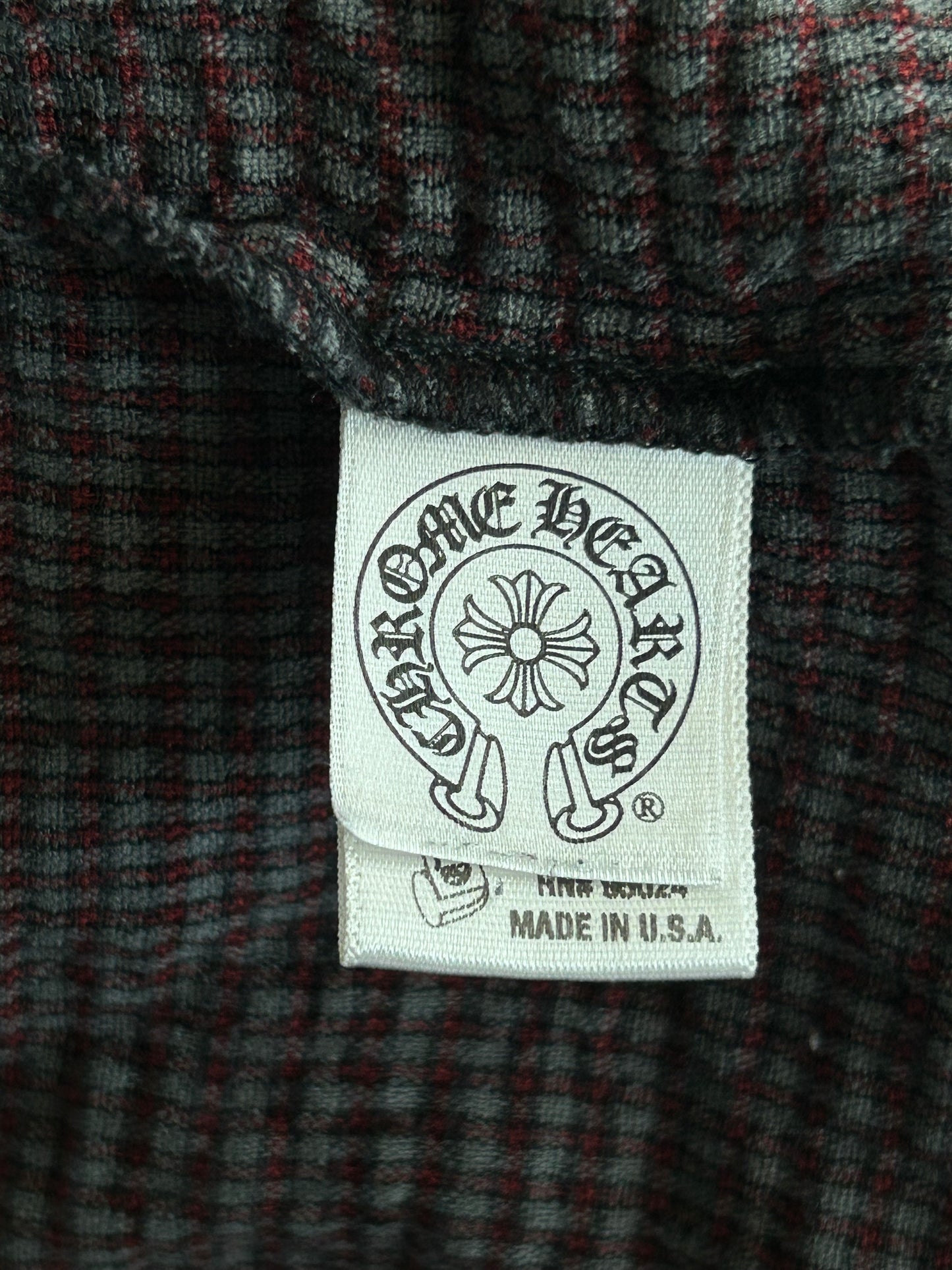 Chrome Hearts Red & Black Leather Cross Patch Flannel