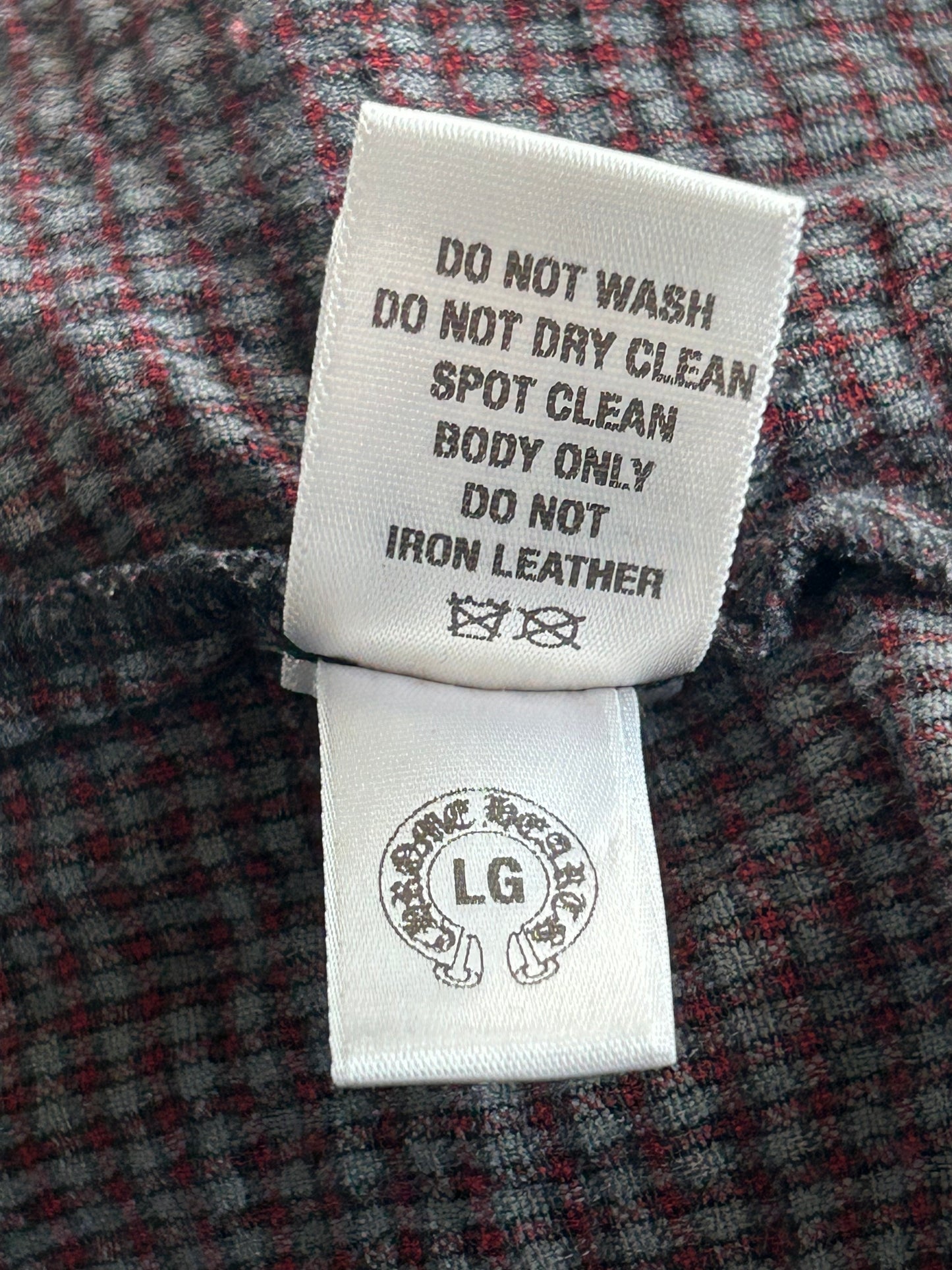 Chrome Hearts Red & Black Leather Cross Patch Flannel