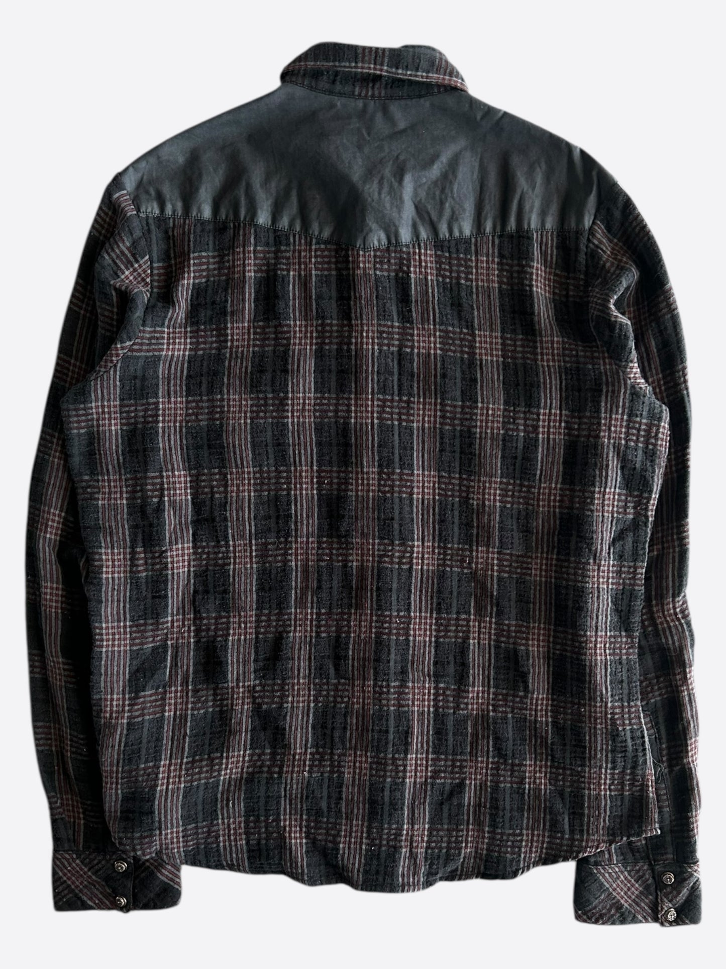 Chrome Hearts Red & Black Leather Cross Patch Flannel