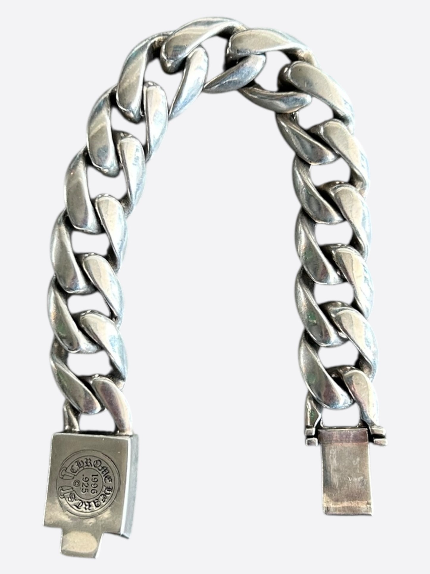 Chrome Hearts Silver & Diamond Cross Cuban Bracelet