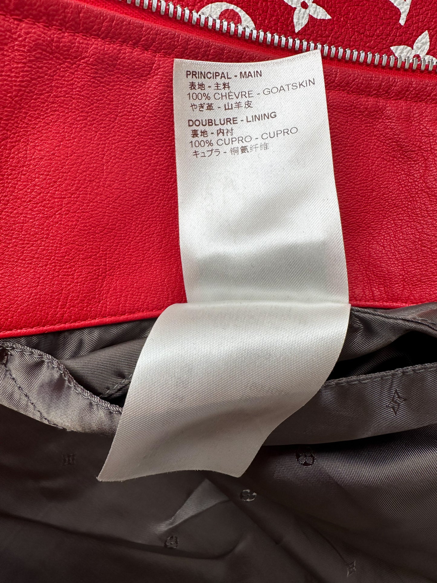 Louis Vuitton Supreme Red & White Monogram Varsity Jacket