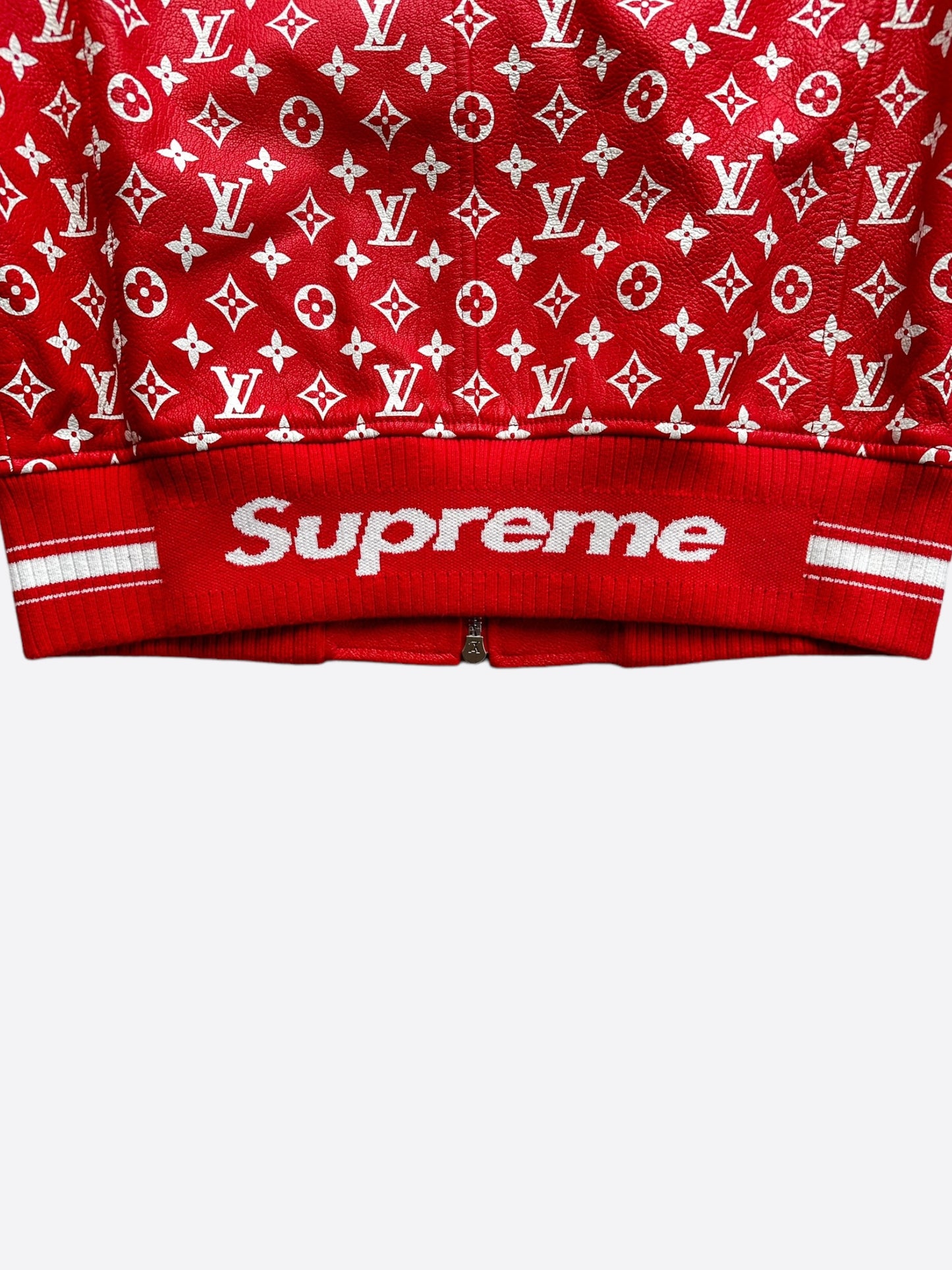 Louis Vuitton Supreme Red & White Monogram Varsity Jacket