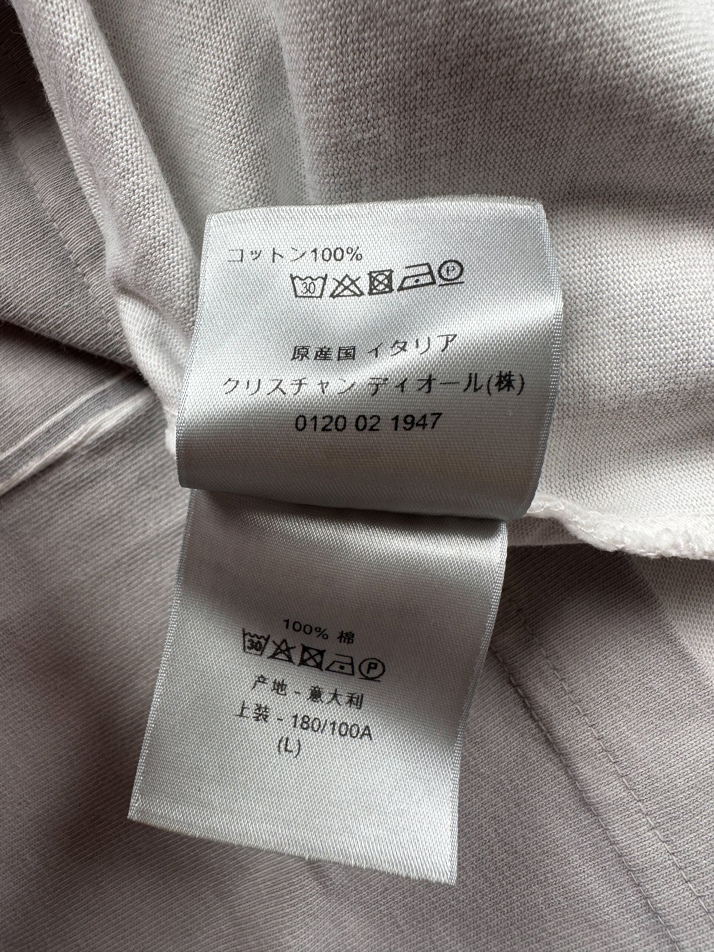 Dior Stussy Grey & White Logo T-Shirt