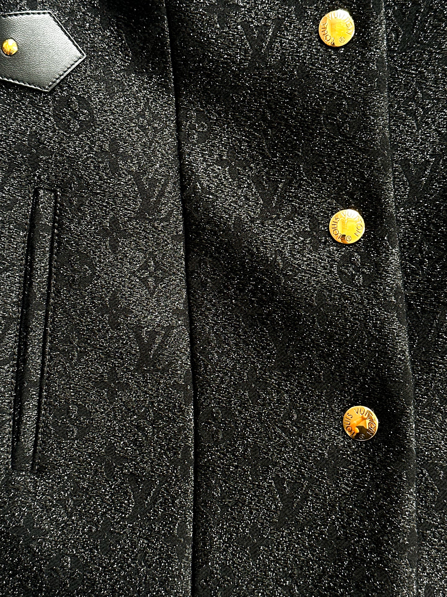 Louis Vuitton Black Glitter Monogram Women's Coat