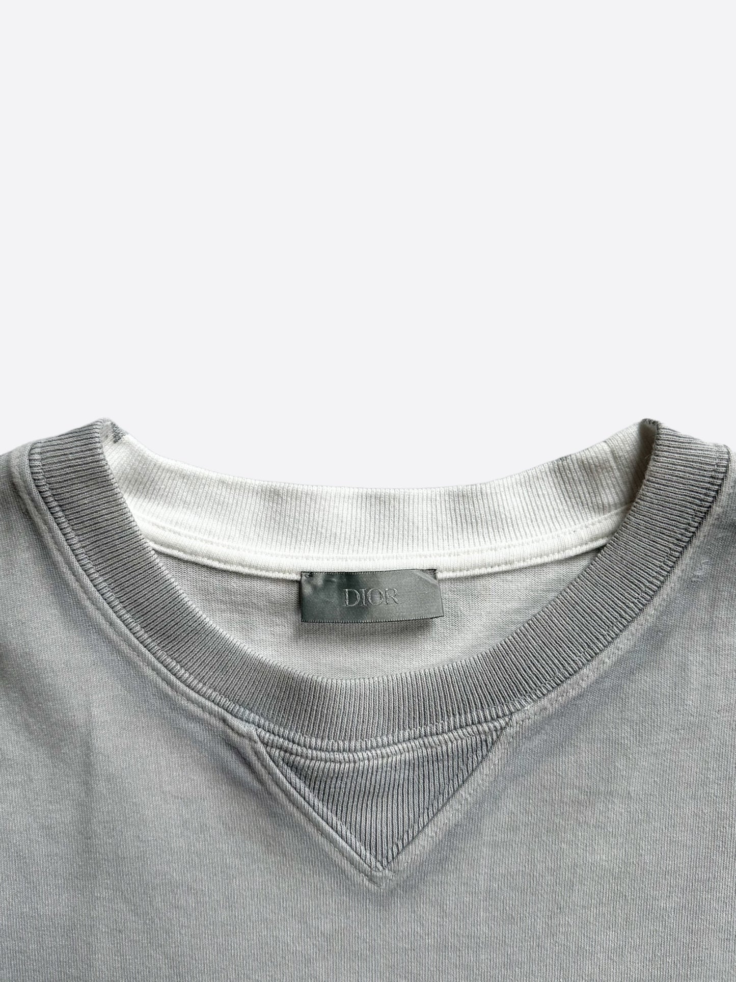 Dior Stussy Grey & White Logo T-Shirt